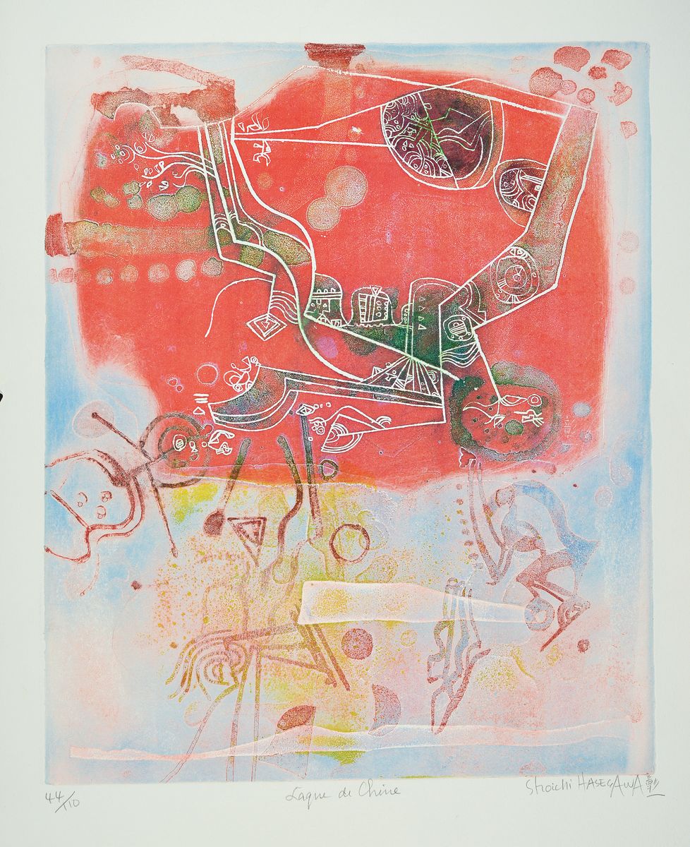 Shoichi Hasegawa, geb. 1929, Farbradierung, num. 44/110, bez. "Laque de Chine", ca. 59.5 x 49 cm, Blattgr. 76 x 57 cm