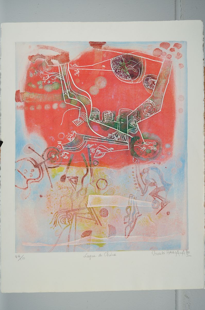 Detail k: Shoichi Hasegawa, geb. 1929, Farbradierung, num. 44/110, bez. "Laque de Chine", ca. 59.5 x 49 cm, Blattgr. 76 x 57 cm