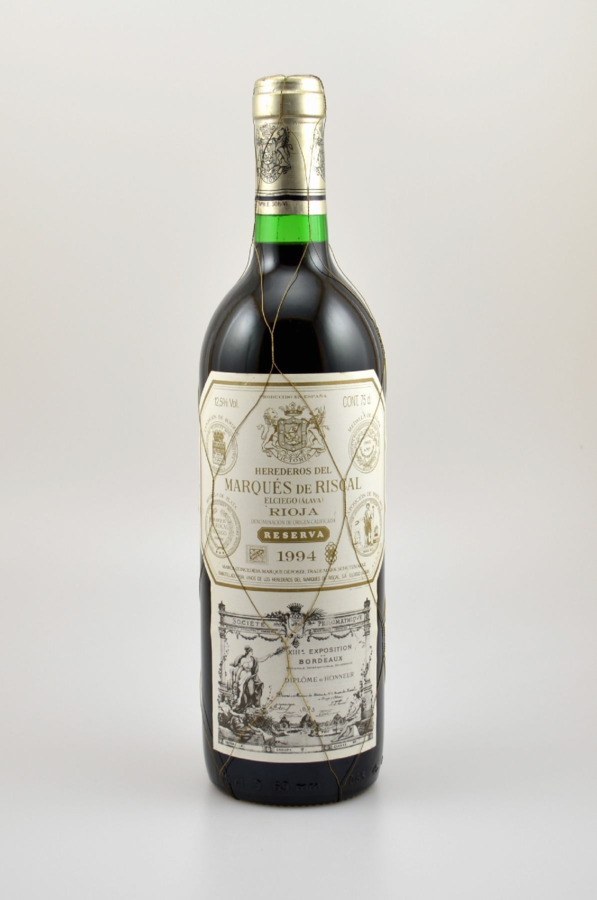 1 Flasche 1994 Marques de Riscal Reserva, Rioja, ca. 75 cl, 12,5 % Vol., Füllstand: ca. into neck, guter Erhaltungszustand, unverkostet