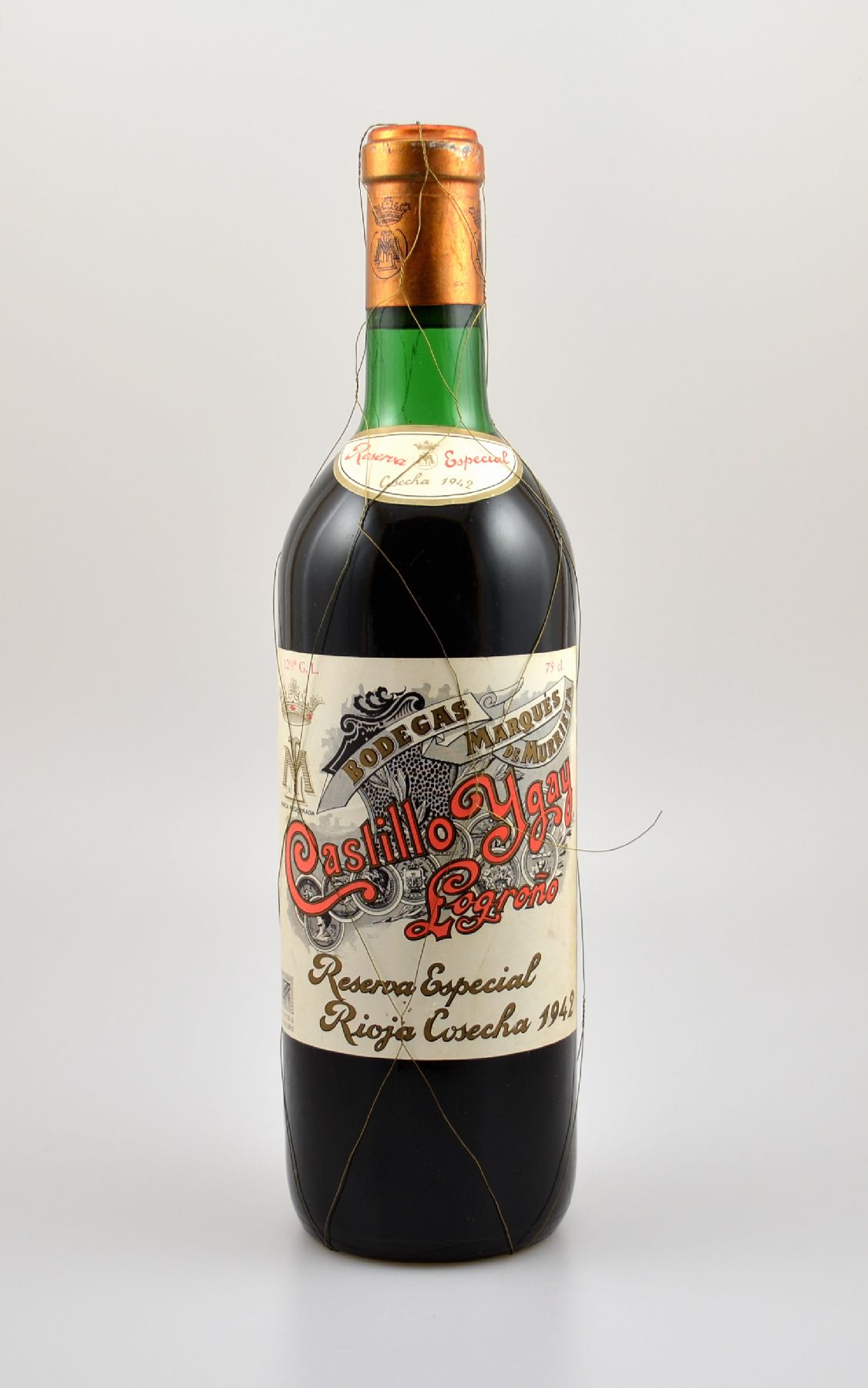 1 Flasche 1942 Marques de Murrieta Castillo Ygay Gran Reserva Especial, Rioja, Füllstand: ca. top shoulder, guter Erhaltungszustand, unverkostet