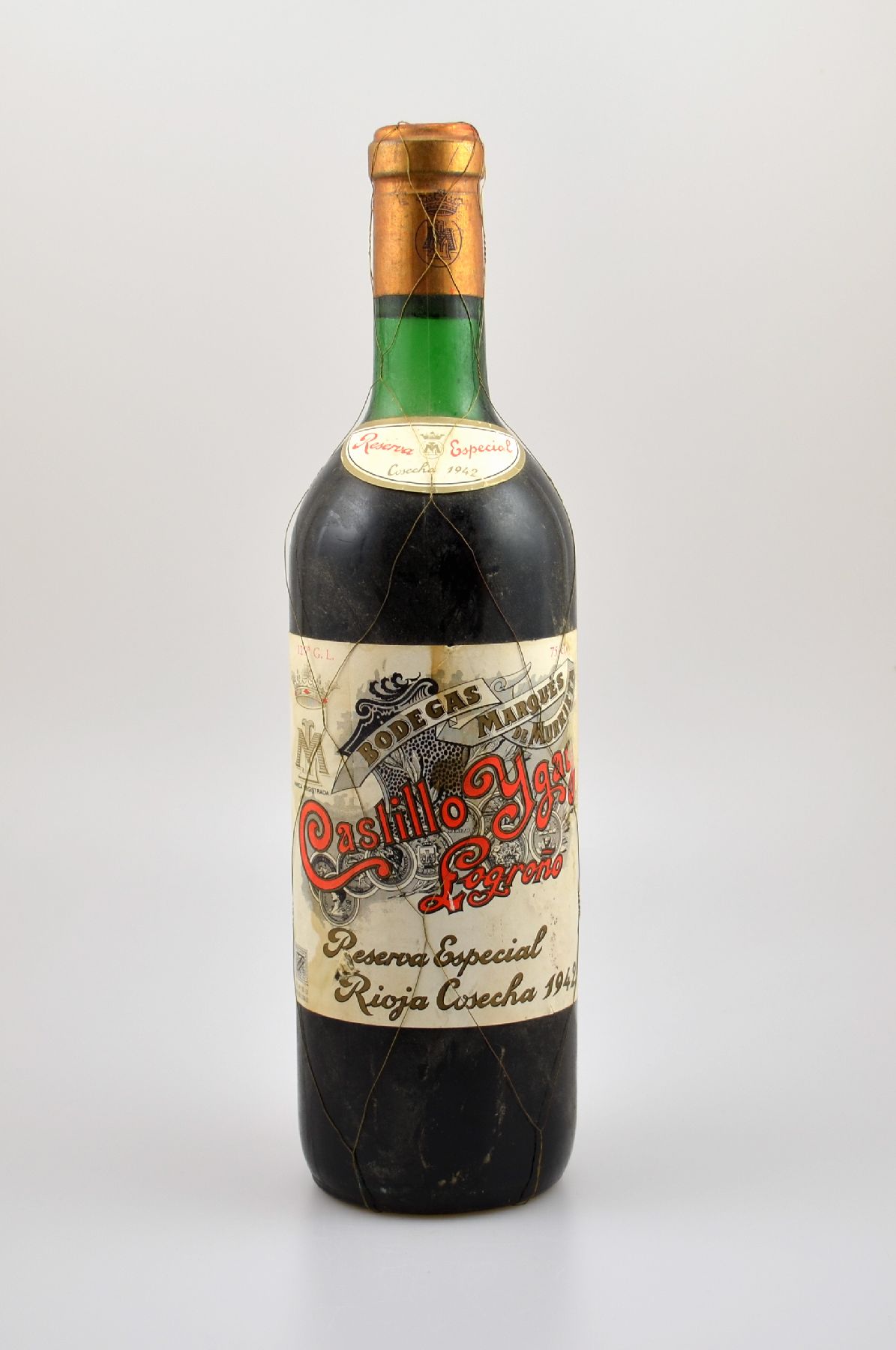 1 Flasche 1942 Marques de Murrieta Castillo Ygay Gran Reserva Especial, Rioja, Füllstand: ca. top shoulder, Etikett fleckig bzw. beschmutzt, ...