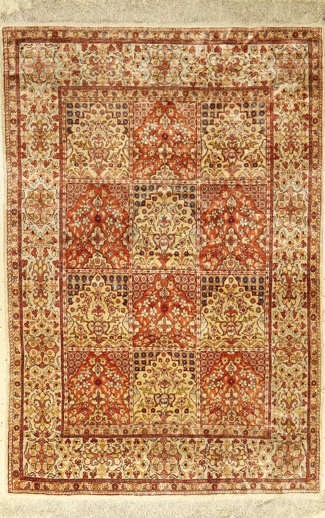 Seiden Kaisery alt, Türkei, ca. 50 Jahre, reine Naturseide, ca. 150 x 101 cm, Garten Design, EHZ: 2