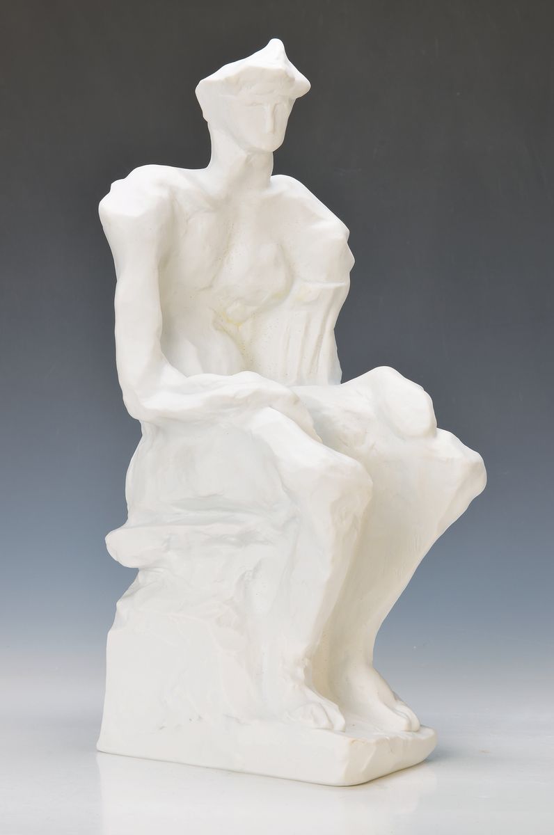 Sandro Chia, geb. 1946 Florenz, Sitzender, Porzellanskulptur von Rosenthal, limitierte Kunstreigen, signiert und num. 43/50, H. ca. 48cm, mit ...
