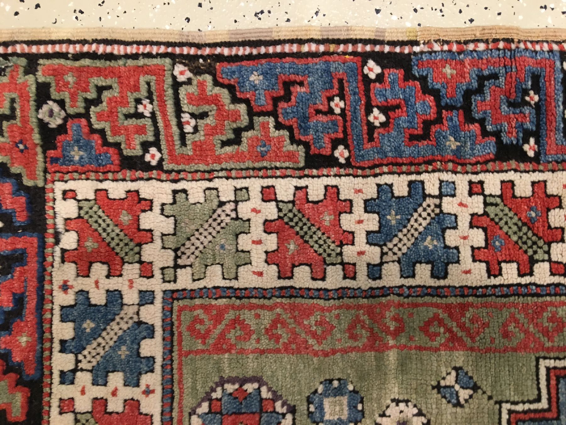 Detail e: Konya "Gebetsteppich" antik, Zentralanatolien, Ende 19.Jhd., Wolle geknüpft auf Wolle. Kleinformatiger Gebetsteppich mit hellgrünen ...