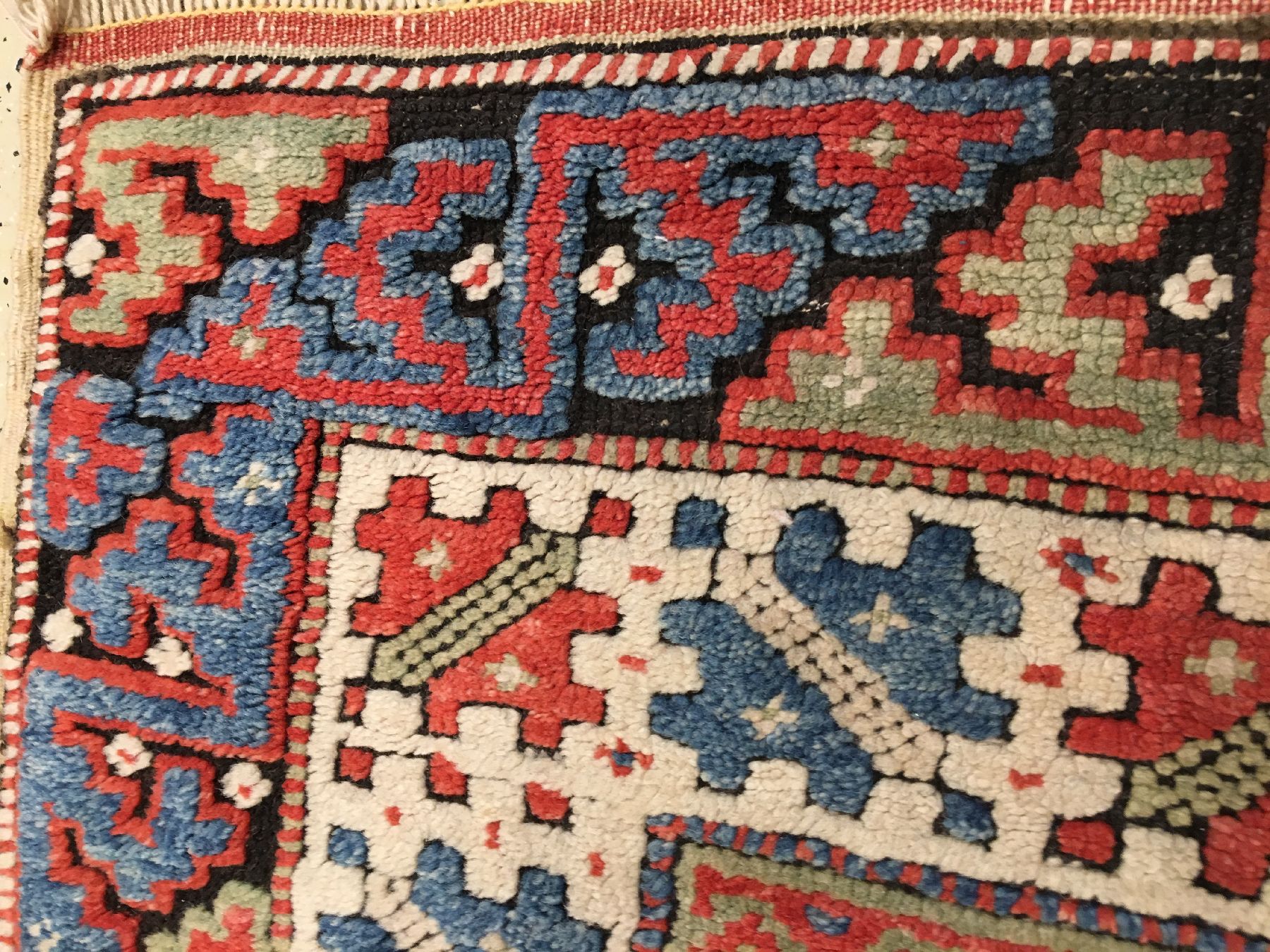 Detail f: Konya "Gebetsteppich" antik, Zentralanatolien, Ende 19.Jhd., Wolle geknüpft auf Wolle. Kleinformatiger Gebetsteppich mit hellgrünen ...
