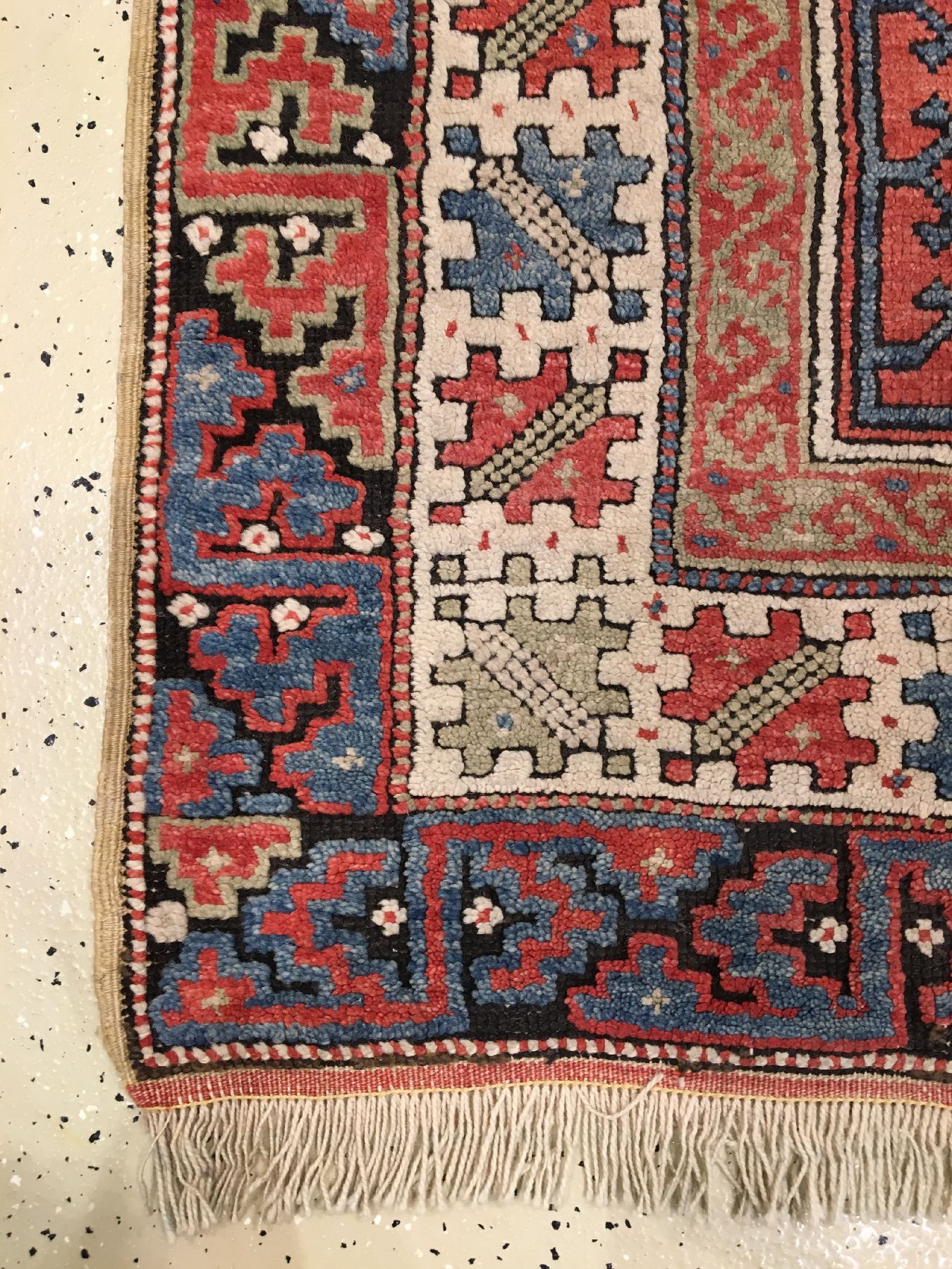 Detail g: Konya "Gebetsteppich" antik, Zentralanatolien, Ende 19.Jhd., Wolle geknüpft auf Wolle. Kleinformatiger Gebetsteppich mit hellgrünen ...
