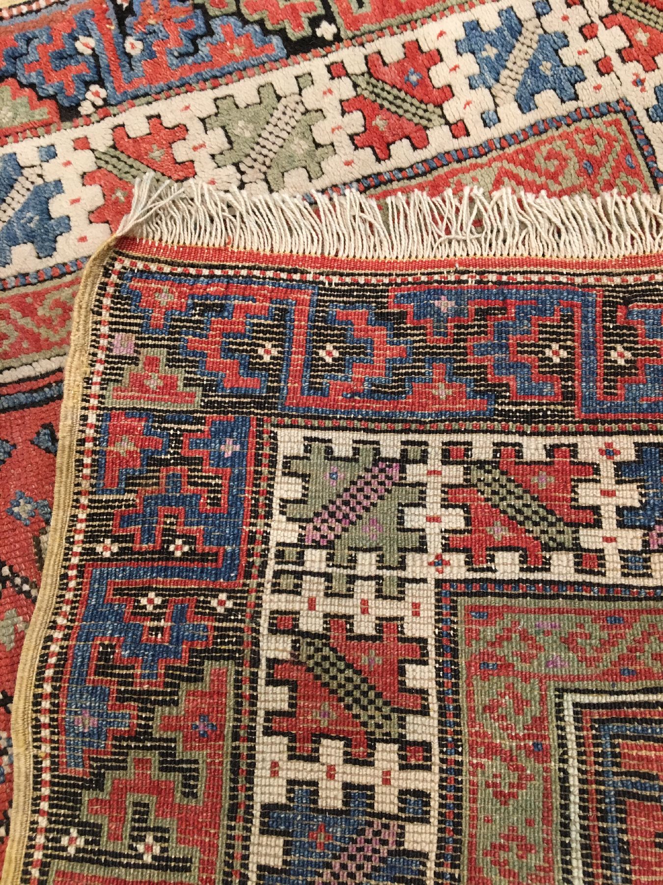 Detail h: Konya "Gebetsteppich" antik, Zentralanatolien, Ende 19.Jhd., Wolle geknüpft auf Wolle. Kleinformatiger Gebetsteppich mit hellgrünen ...