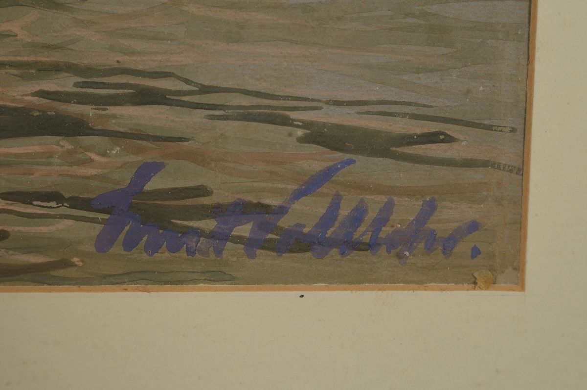 Detail a: Knut Vollhofer oder ähnlich, 20/30er Jahre, historische Ansicht, Bremerhaven, signiert, unter Glas, Ansicht ca. 43x64.5 cm, Rahmen ca. 66x87 cm