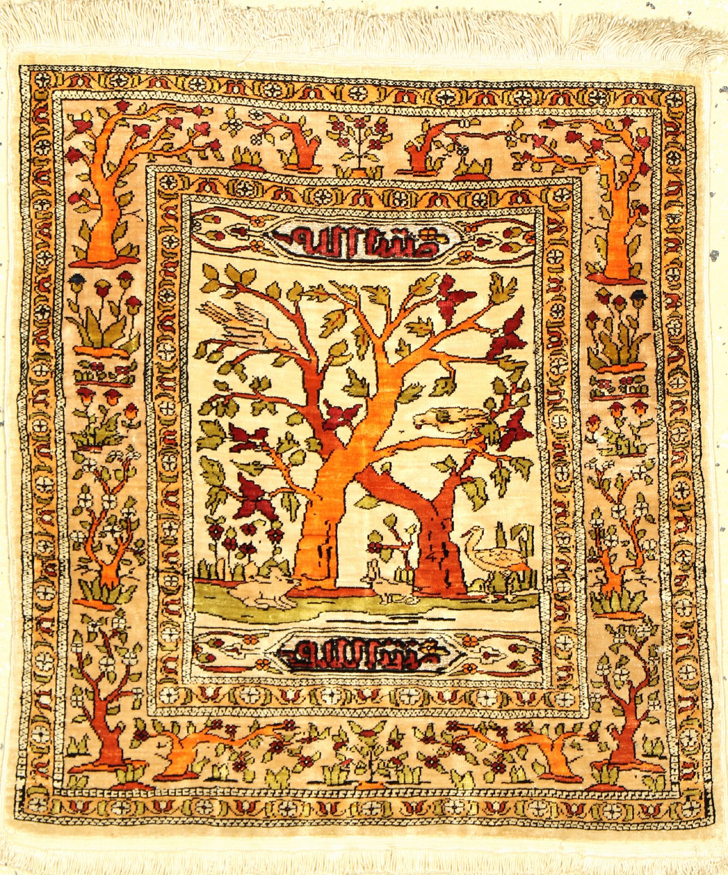 Seiden Hereke alt (Signiert), Türkei, ca. 60 Jahre, reine Naturseide, ca. 48 x 42 cm, EHZ: 2