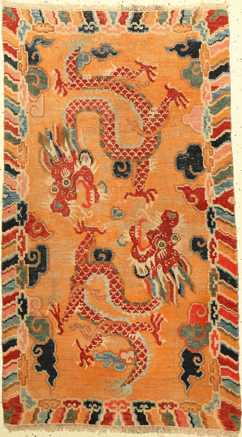 Tibet Drachenteppich, um 1900, Wolle auf Wolle, ca. 145 x 86 cm, EHZ: 4