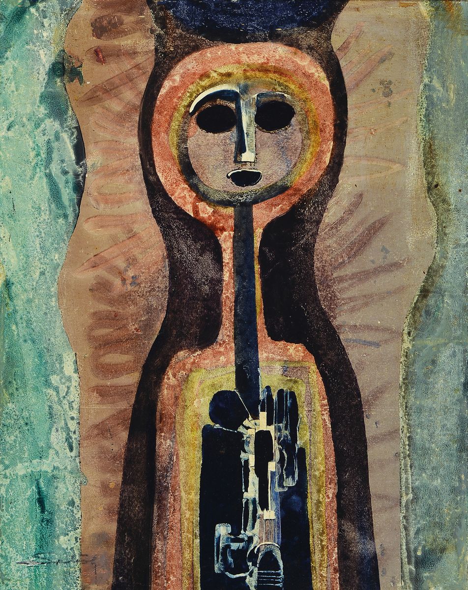 Lajos Sebök, 1910 Szeged, (Ungarn)-1996 Neuss, Titel: Röntgen, Öl/Hartfaser, sign., Rahmen, gesamt ca. 47x38 cm