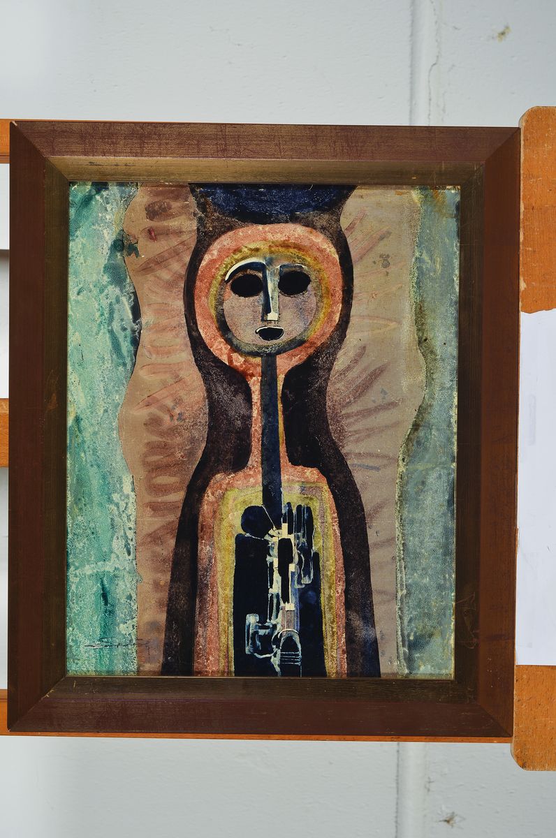 Detail k: Lajos Sebök, 1910 Szeged, (Ungarn)-1996 Neuss, Titel: Röntgen, Öl/Hartfaser, sign., Rahmen, gesamt ca. 47x38 cm