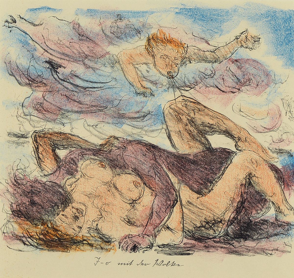Lovis Corinth, 1858-1925, 2 Farblithos: Antiope und der Faun; Io mit der Wolke, je ca. 25x32cm, beide mit PP, u.Gl., R. ca. 60x80cm