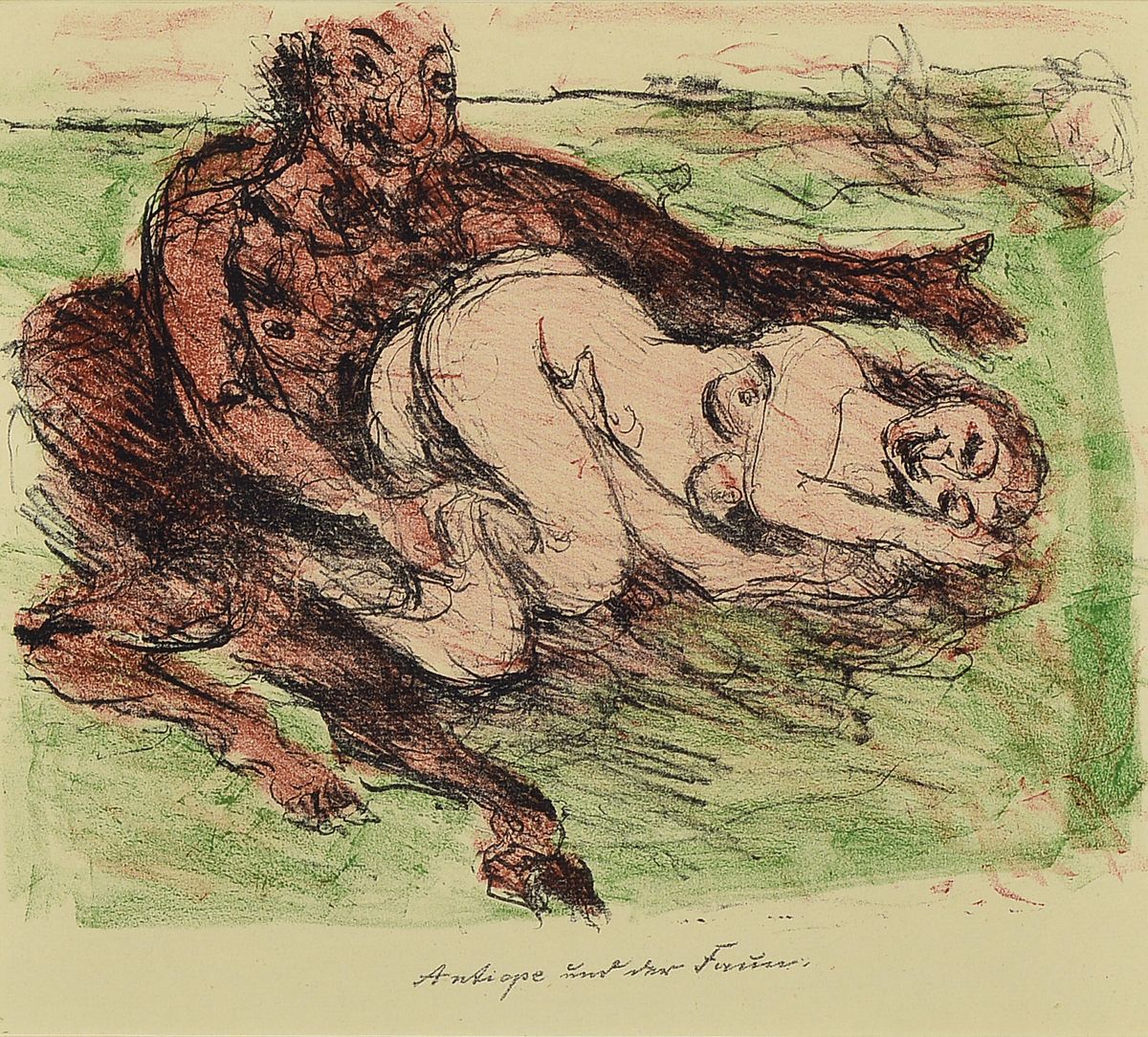 Detail a: Lovis Corinth, 1858-1925, 2 Farblithos: Antiope und der Faun; Io mit der Wolke, je ca. 25x32cm, beide mit PP, u.Gl., R. ca. 60x80cm