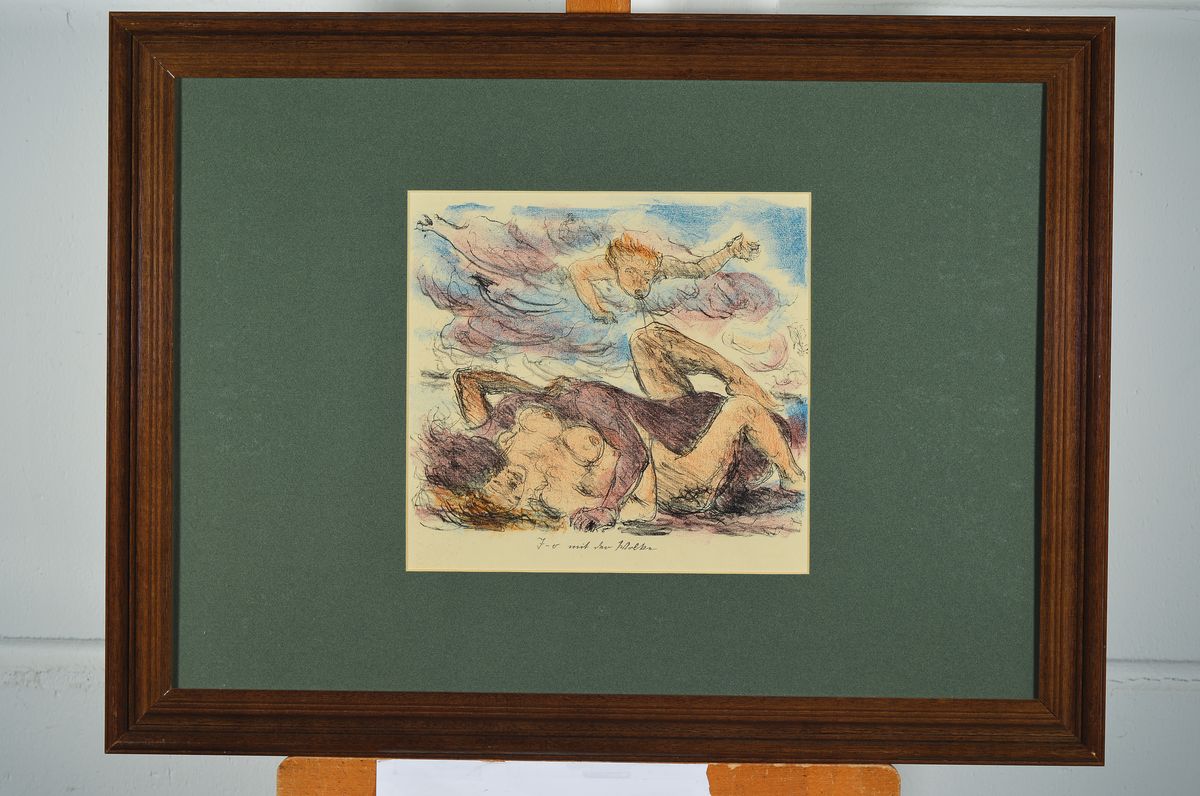 Detail k: Lovis Corinth, 1858-1925, 2 Farblithos: Antiope und der Faun; Io mit der Wolke, je ca. 25x32cm, beide mit PP, u.Gl., R. ca. 60x80cm