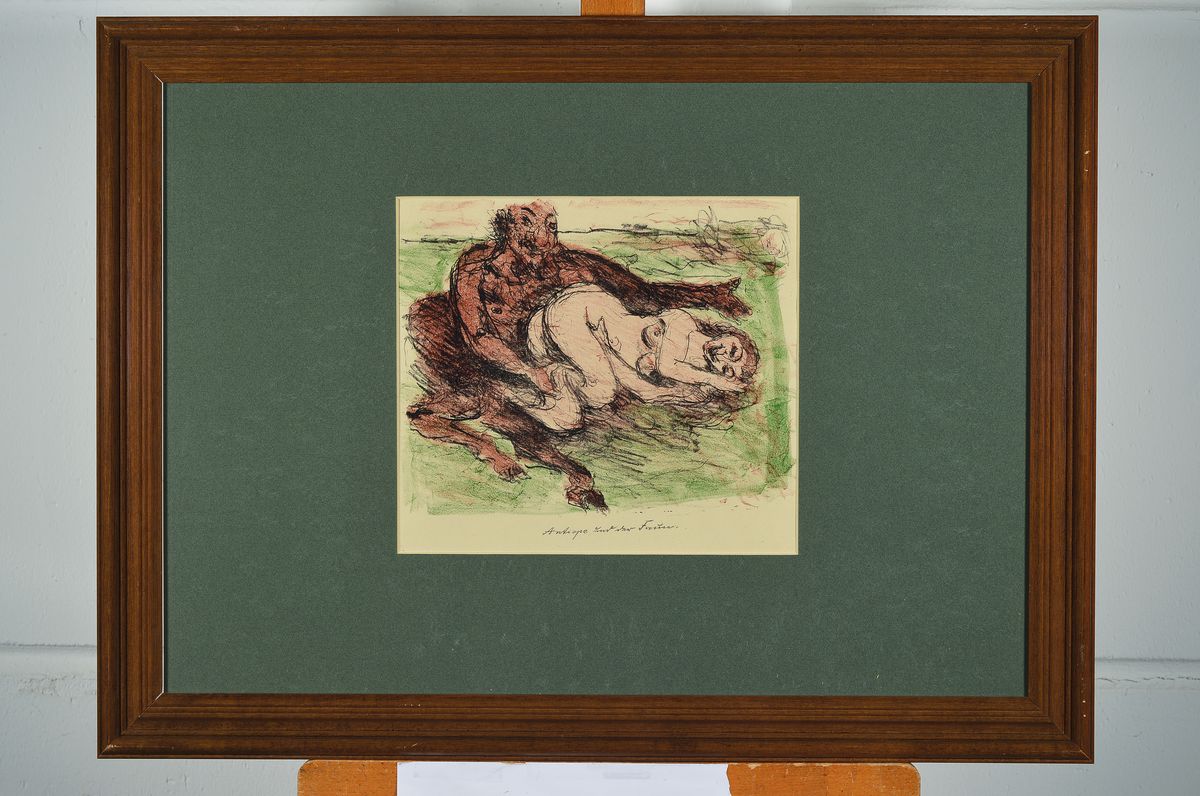 Detail l: Lovis Corinth, 1858-1925, 2 Farblithos: Antiope und der Faun; Io mit der Wolke, je ca. 25x32cm, beide mit PP, u.Gl., R. ca. 60x80cm