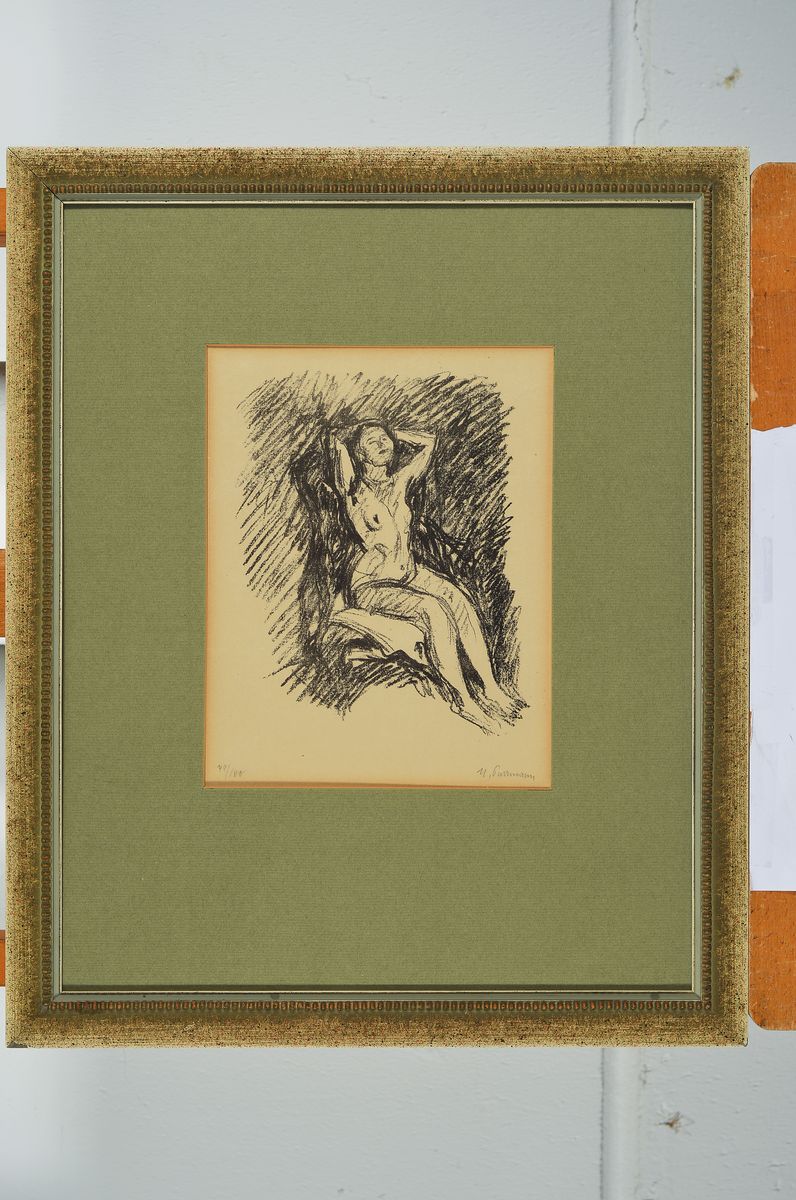 Detail k: Hans Purrmann, 1880 Speyer-1966 Basel, Sitzender Akt, Lithographie, handsigniert, num. 79/100, ca. 22x17cm, pp, u.Gl., R. ca. 52x42cm