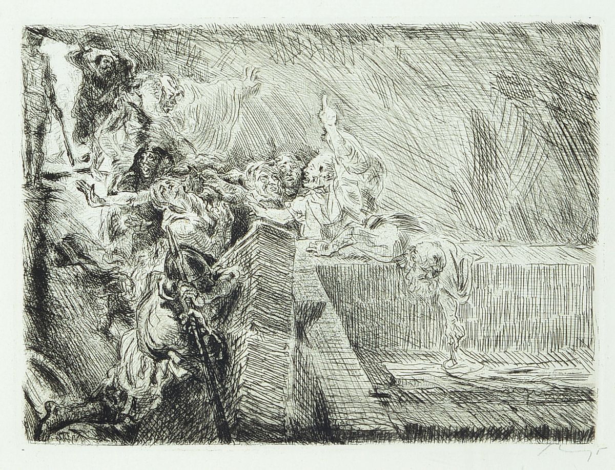 Max Slevogt, 1868-1932, Radierung, handsigniert, ca. 16x22cm, PP, u.Gl., R. ca. 55x45cm
