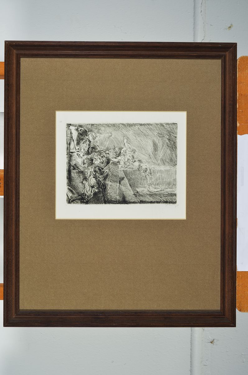 Detail k: Max Slevogt, 1868-1932, Radierung, handsigniert, ca. 16x22cm, PP, u.Gl., R. ca. 55x45cm