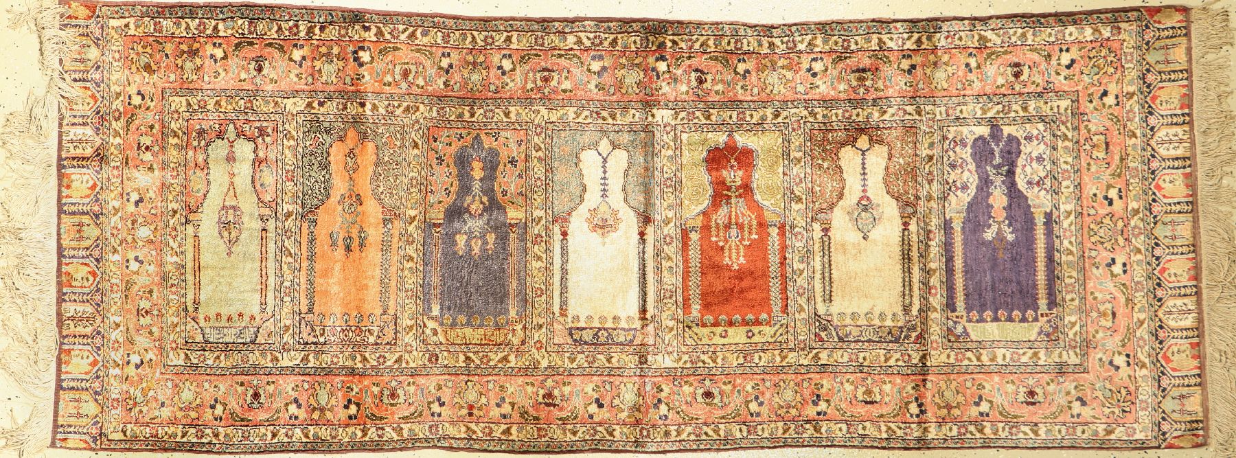 Kaisery "Flosh" Seide Saf, Türkei, ca. 70 Jahre, Flosh, ca. 226 x 91 cm, EHZ: 2