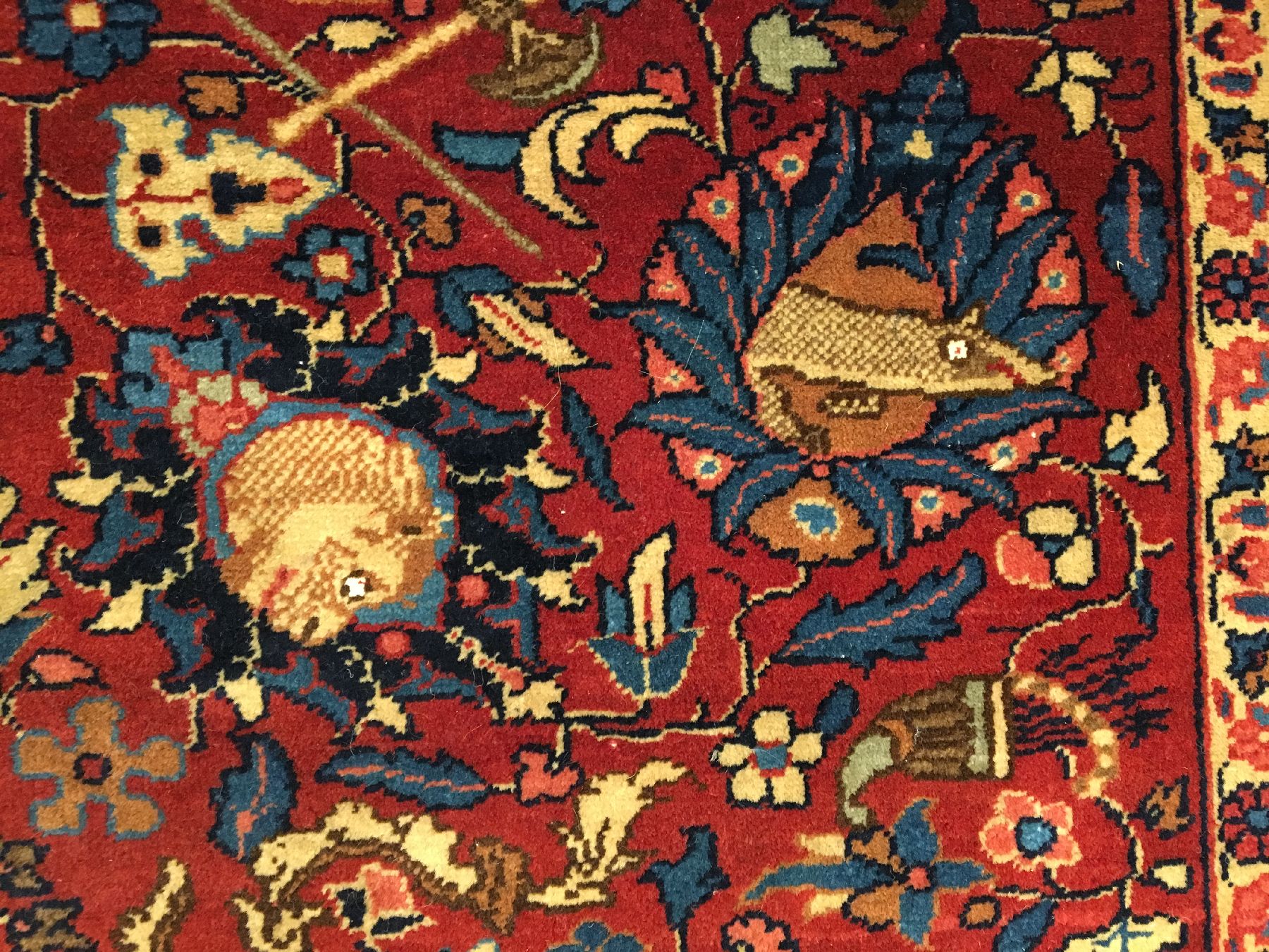 Detail d: Khorassan alt, Ostpersien, um 1930, Wolle geknüpft auf Baumwolle. Sehr seltener Teppich aus dem Khorassan-Gebiet mit Canvas-artigen Grundgewebe. ...