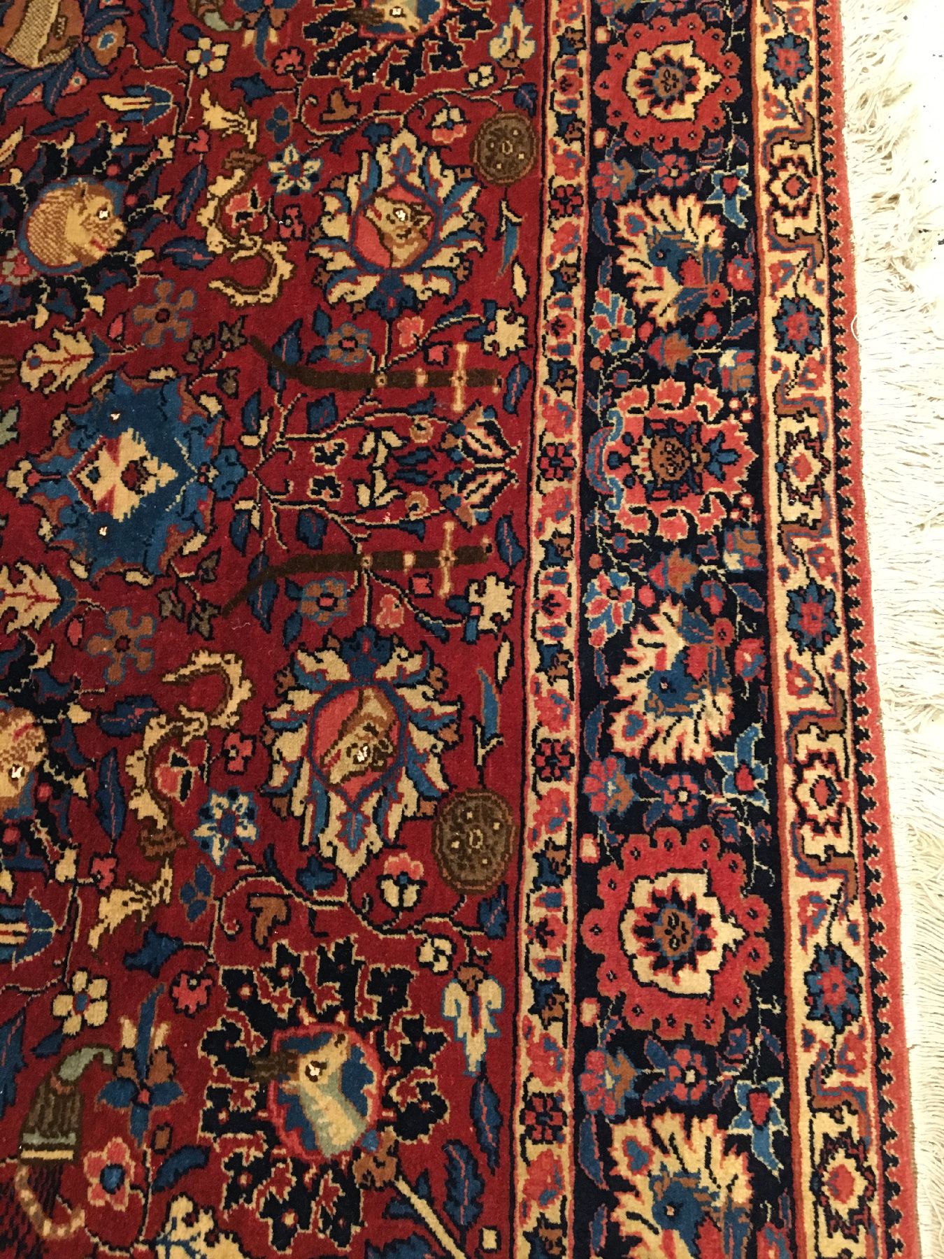 Detail g: Khorassan alt, Ostpersien, um 1930, Wolle geknüpft auf Baumwolle. Sehr seltener Teppich aus dem Khorassan-Gebiet mit Canvas-artigen Grundgewebe. ...
