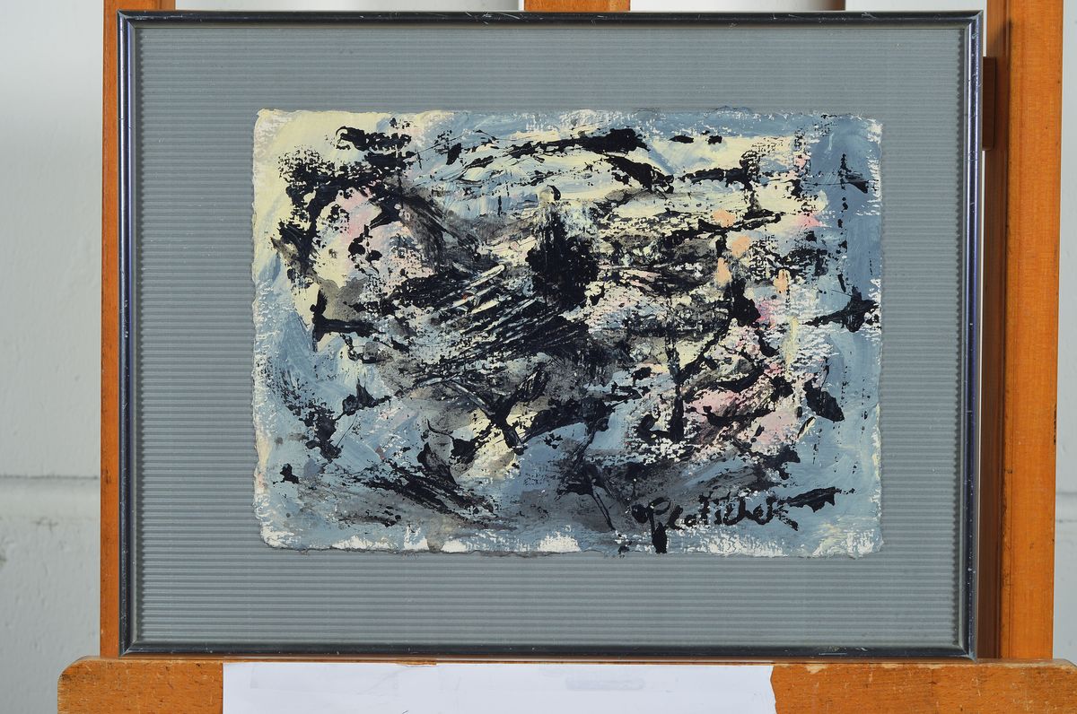 Detail k: Hans Platschek, 1923-2000, Ohne Titel, Gouache auf dickem Büttenpapier, rechts unten signiert, ca. 21x30cm, u.Gl., R.