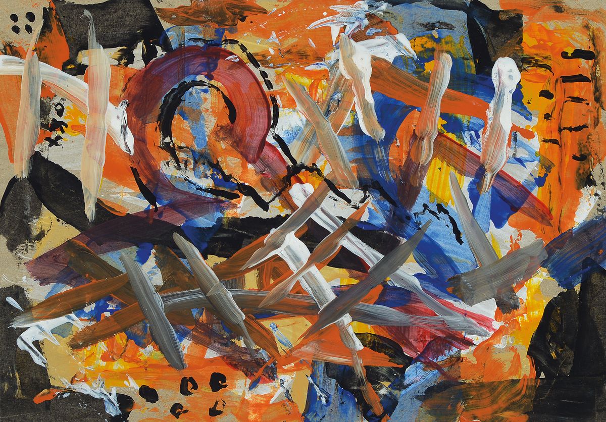 Detail a: Kees Okx, 1939 Haarlem-2015 Gintrac, zwei abstrakte Kompositionen, Gouache auf Papier, beide signiert, je ca. 29.5x21cm