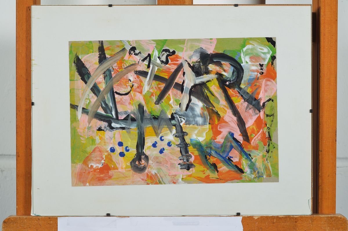 Detail k: Kees Okx, 1939 Haarlem-2015 Gintrac, zwei abstrakte Kompositionen, Gouache auf Papier, beide signiert, je ca. 29.5x21cm