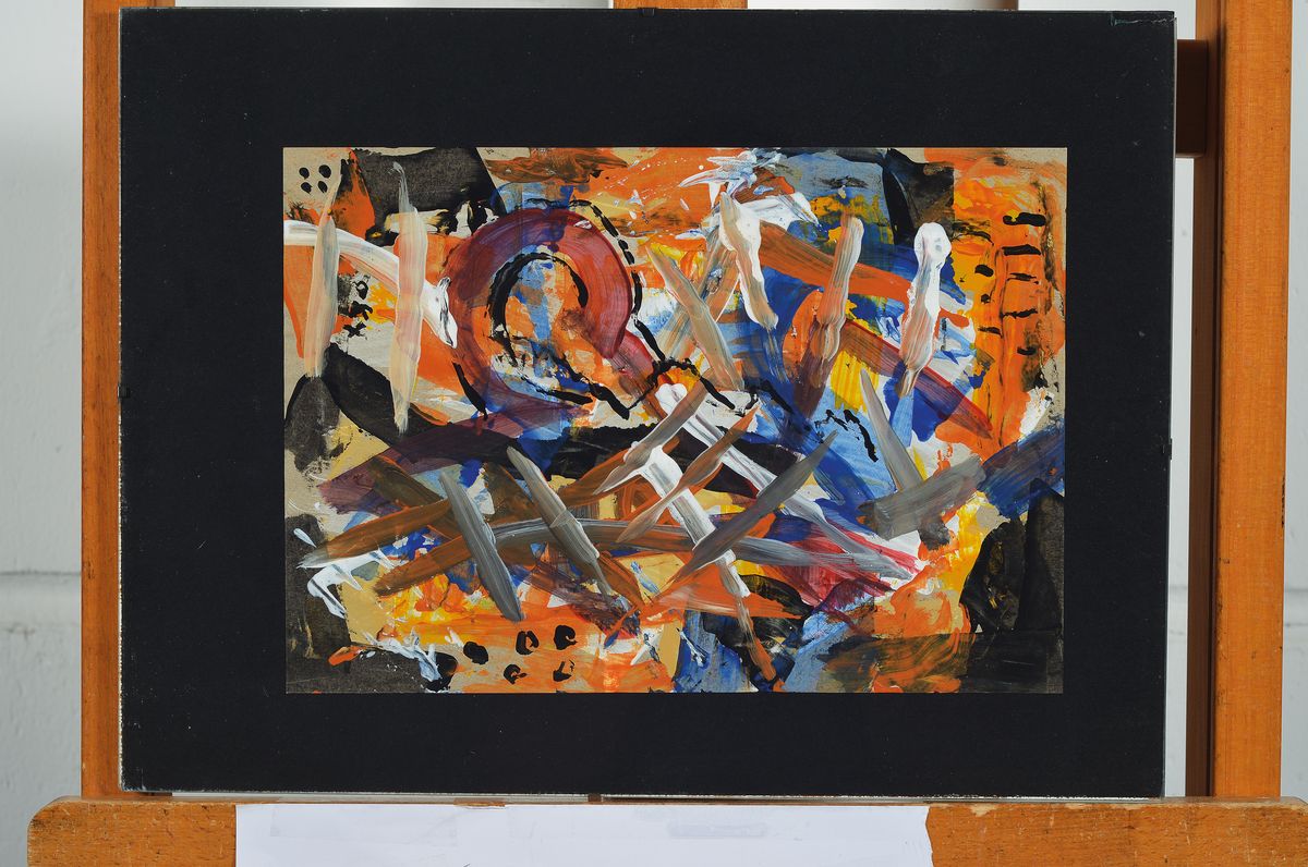 Detail l: Kees Okx, 1939 Haarlem-2015 Gintrac, zwei abstrakte Kompositionen, Gouache auf Papier, beide signiert, je ca. 29.5x21cm