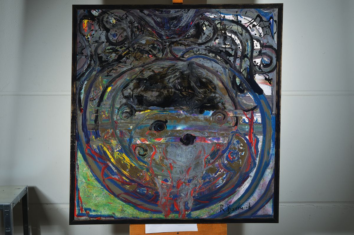 Detail k: Rudi Baerwind, 1910 Mannheim-1982, Abstrakte Komposition, Öl/Lwd, rechts unten signiert, ca. 110x106cm