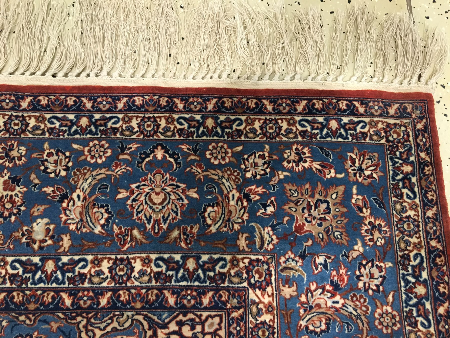 Detail e: Feiner Esfahan "Seirafian" alt (Signiert), Zentralpersien, um 1950/1960, Korkwolle geknüpft auf Seidenkette. Hochfeiner Esfahan mit ...