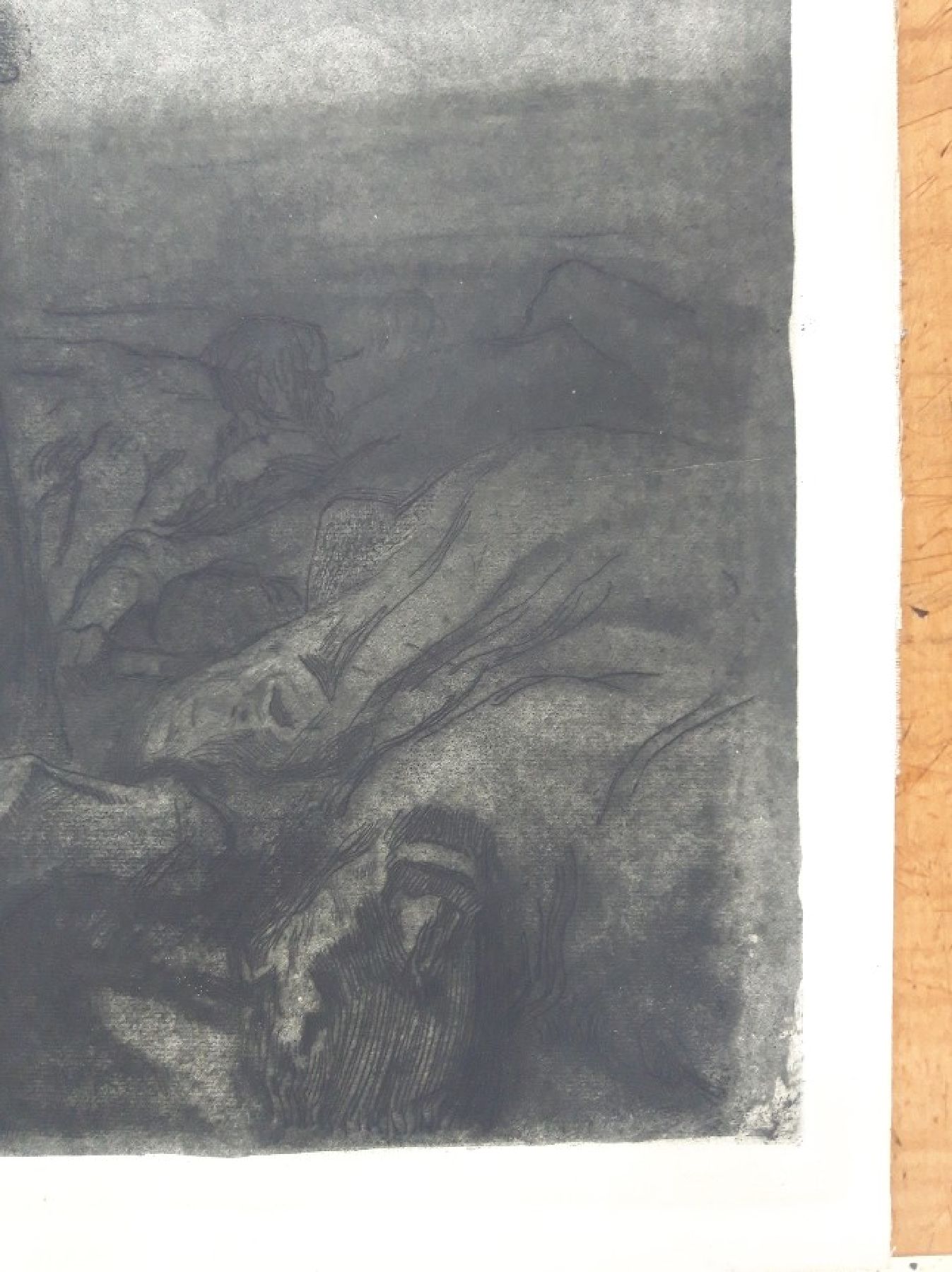 Detail e: Käthe Kollwitz, 1867-1945, Schlachtfeld, Blatt 6 aus dem Zyklus Bauernkrieg 1907-21, Radierung, unten rechts mit Bleistift handsigniert, aber stark ...