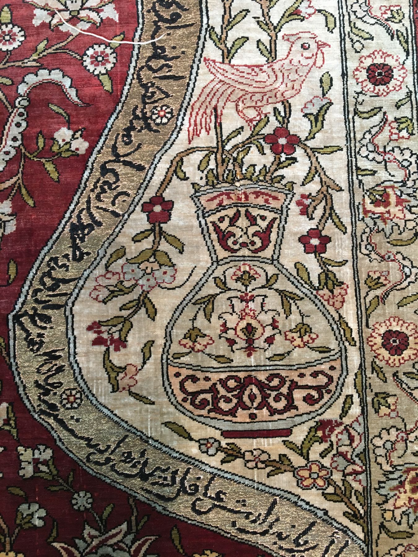 Detail f: Feiner Seiden Hereke "Özipek" alt "Metallbrokat" (Signiert), Türkei, um 1950/1960, reine Naturseide mit Metallbrokat. ...