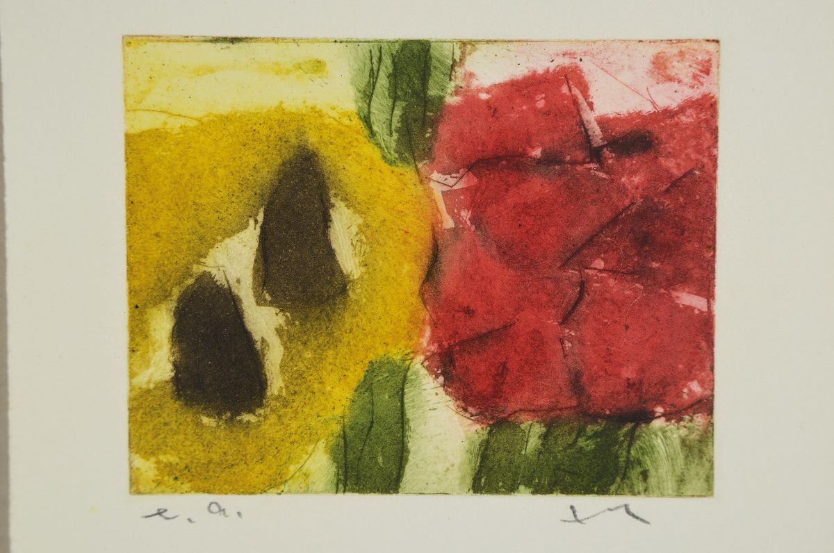 Detail k: Klaus Fussmann, geb. 1938, Farbradierung, Blumen, sign., num. e.a., ca. 14,5x15 cm