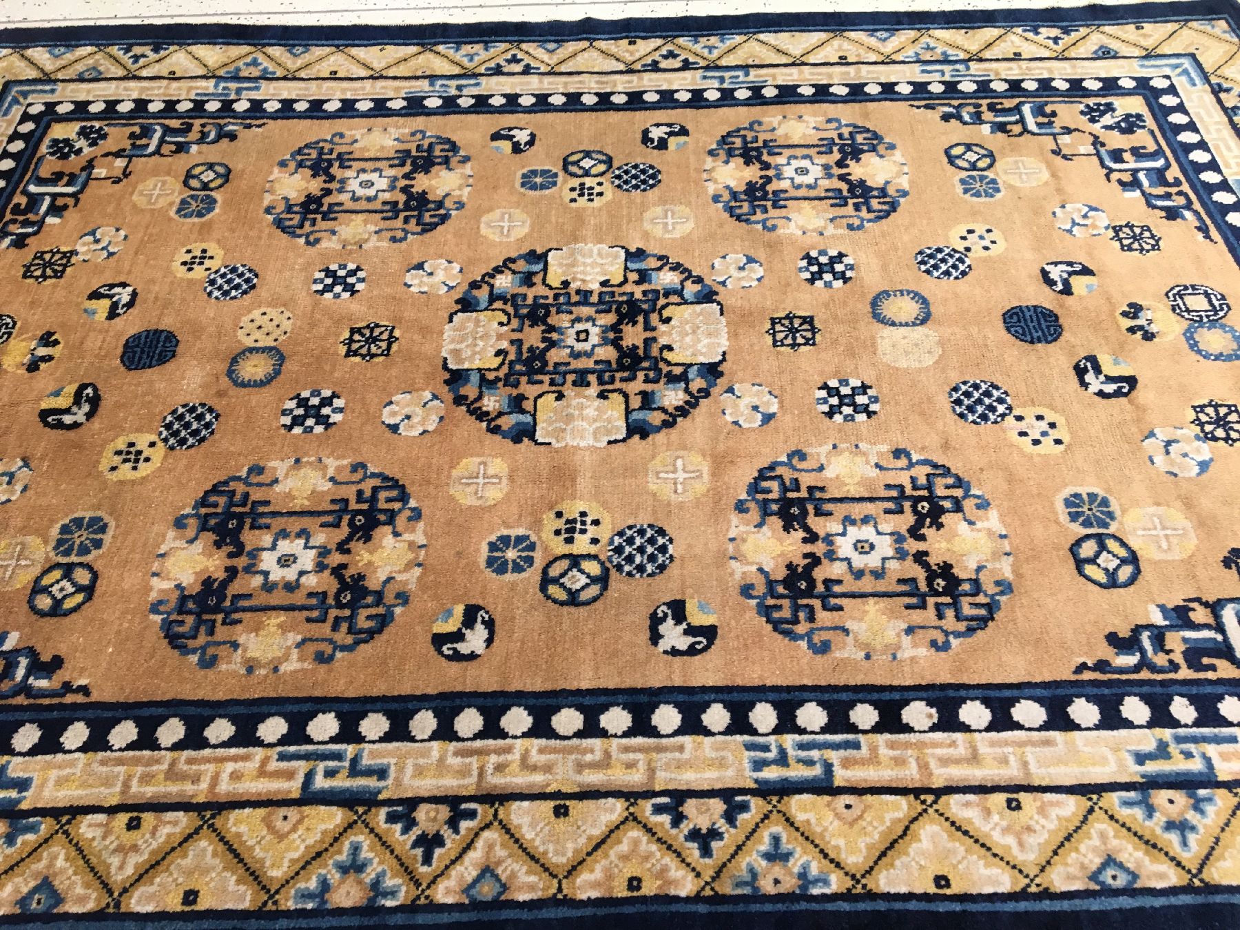 Detail b: Seltener Ning-Hsia antik (Qing Dynastie), Westchina, 19.Jhd., Wolle geknüpft auf Baumwolle. Rarer und einzigartiger früher Ning-Hsia gemacht für ...