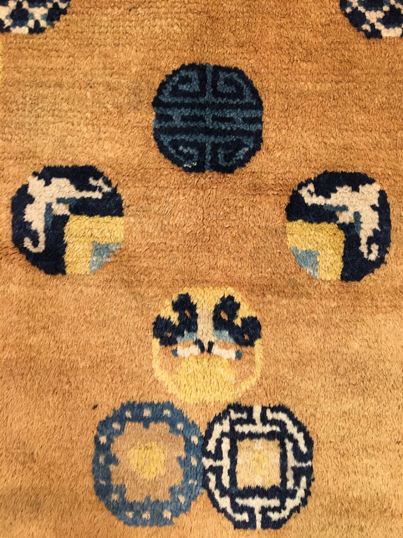 Detail d: Seltener Ning-Hsia antik (Qing Dynastie), Westchina, 19.Jhd., Wolle geknüpft auf Baumwolle. Rarer und einzigartiger früher Ning-Hsia gemacht für ...