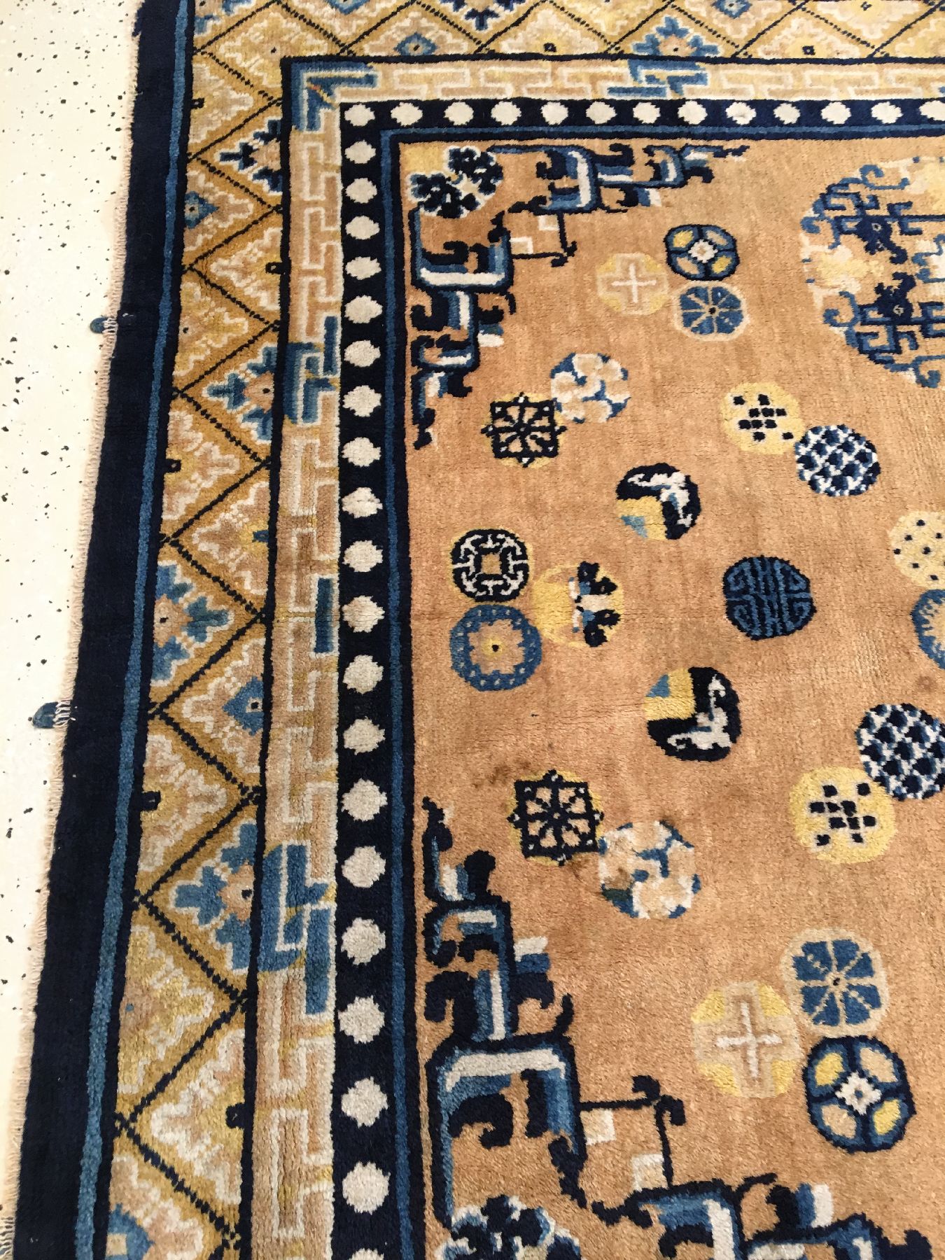 Detail f: Seltener Ning-Hsia antik (Qing Dynastie), Westchina, 19.Jhd., Wolle geknüpft auf Baumwolle. Rarer und einzigartiger früher Ning-Hsia gemacht für ...
