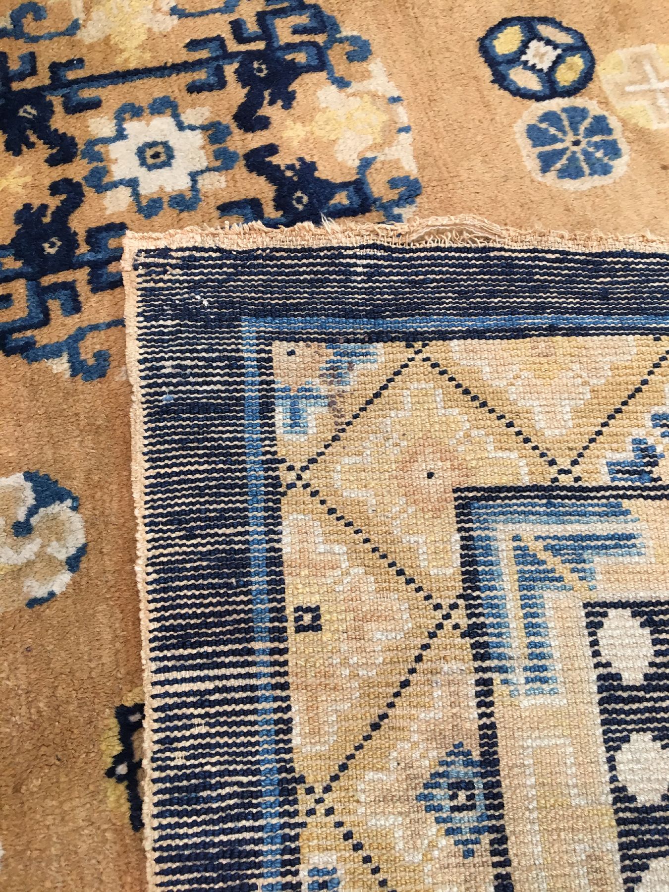 Detail h: Seltener Ning-Hsia antik (Qing Dynastie), Westchina, 19.Jhd., Wolle geknüpft auf Baumwolle. Rarer und einzigartiger früher Ning-Hsia gemacht für ...