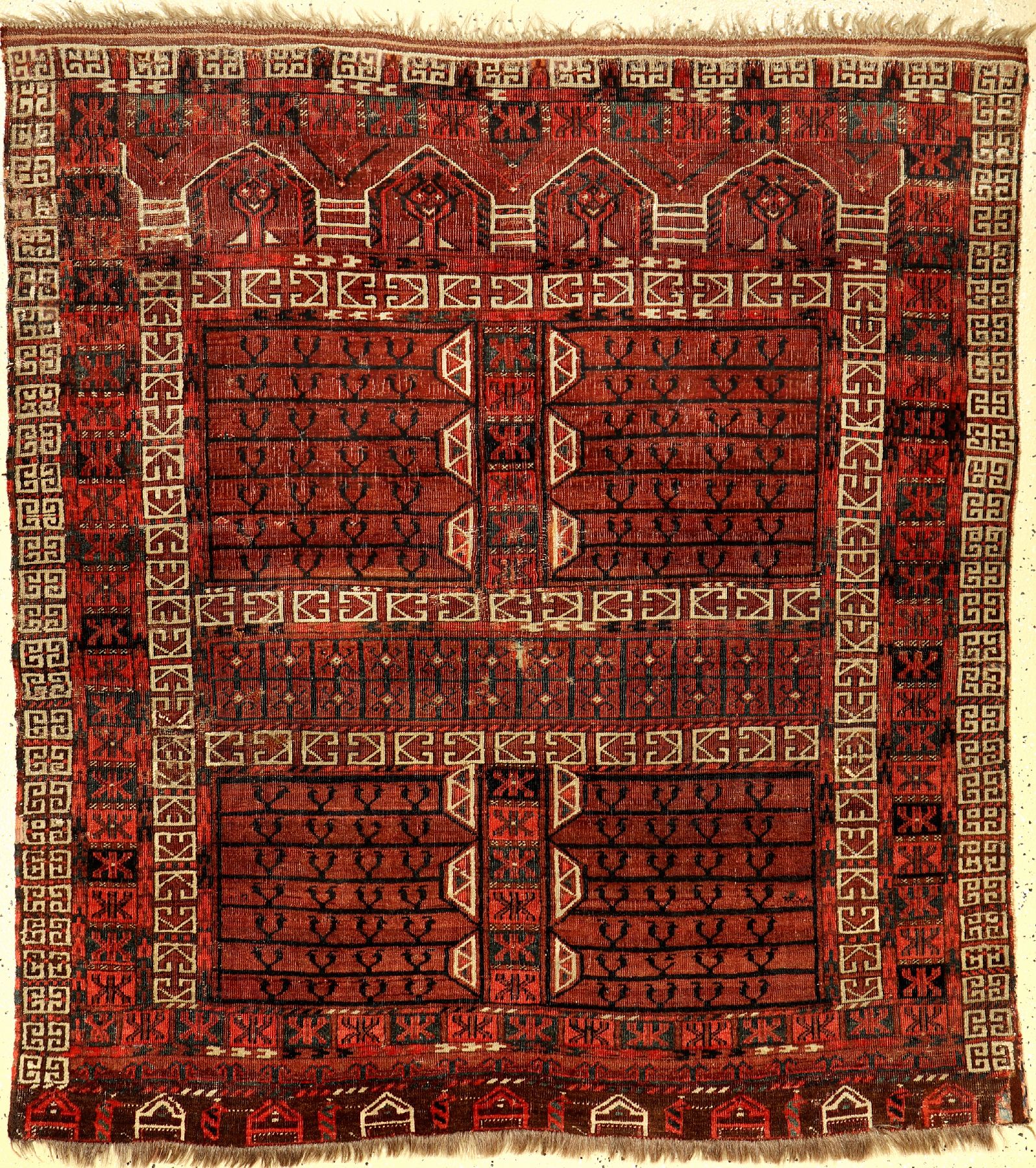Arabatschi "Engsi" antik, Turkmenistan, frühes 19.Jhd., Wolle geknüpft auf Wolle/Ziegenhaar. Seltener früher Türteppich der Arabatschi ...