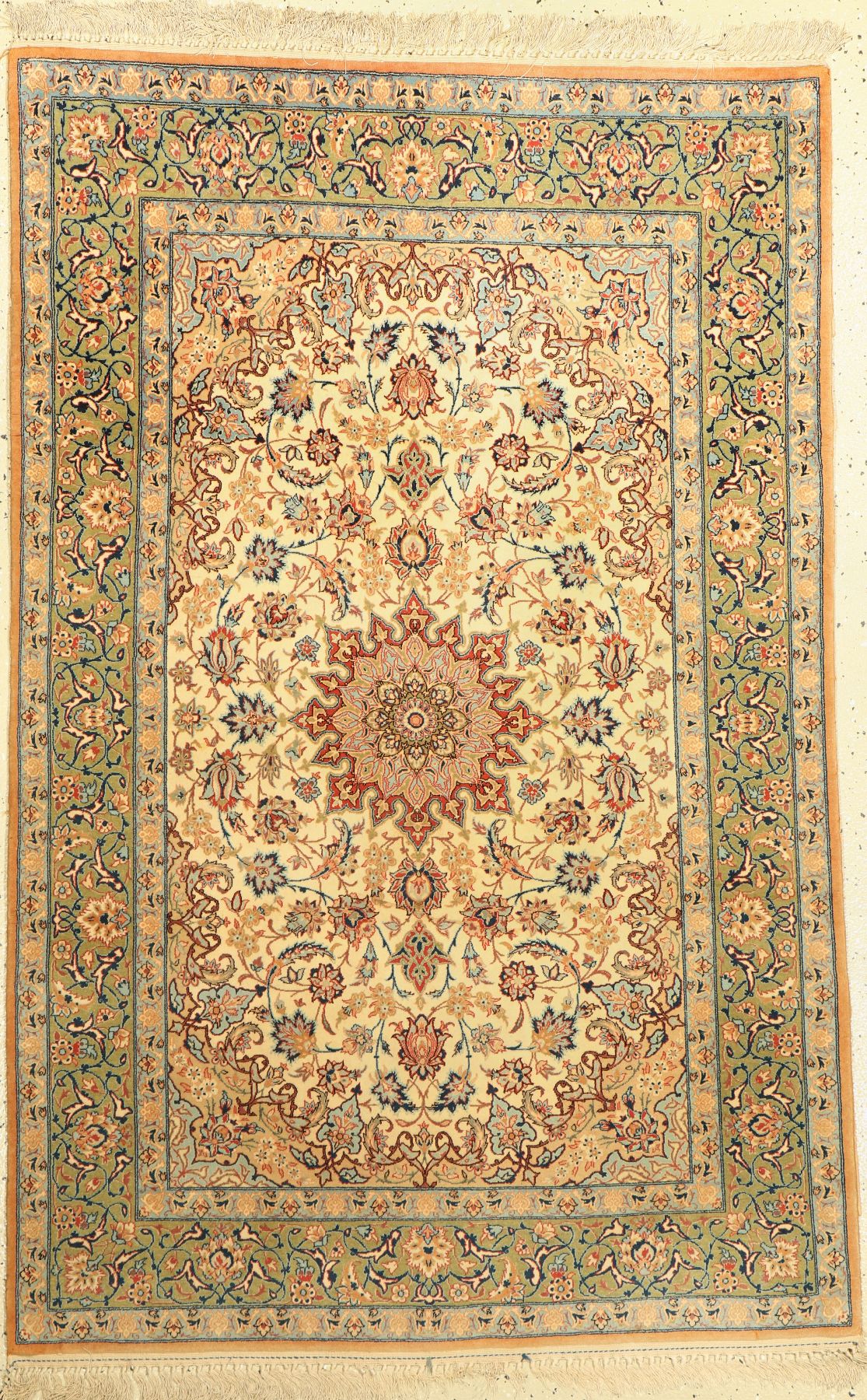 Esfahan fein, Persien, ca. 50 Jahre, Korkwolle auf Seide, ca. 160 x 103 cm, EHZ: 2