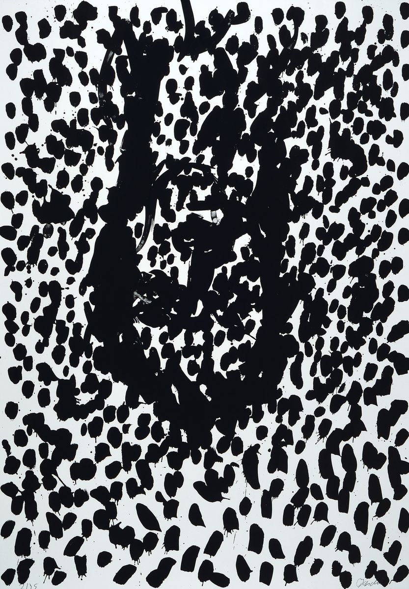 Georg Baselitz, geb. 1938, Lithografie, sign., dat. num. 2/35, von 1990, unter Glas gerahmt, Motiv ca. 99x69,5, gesamt ca. 119x89 cm