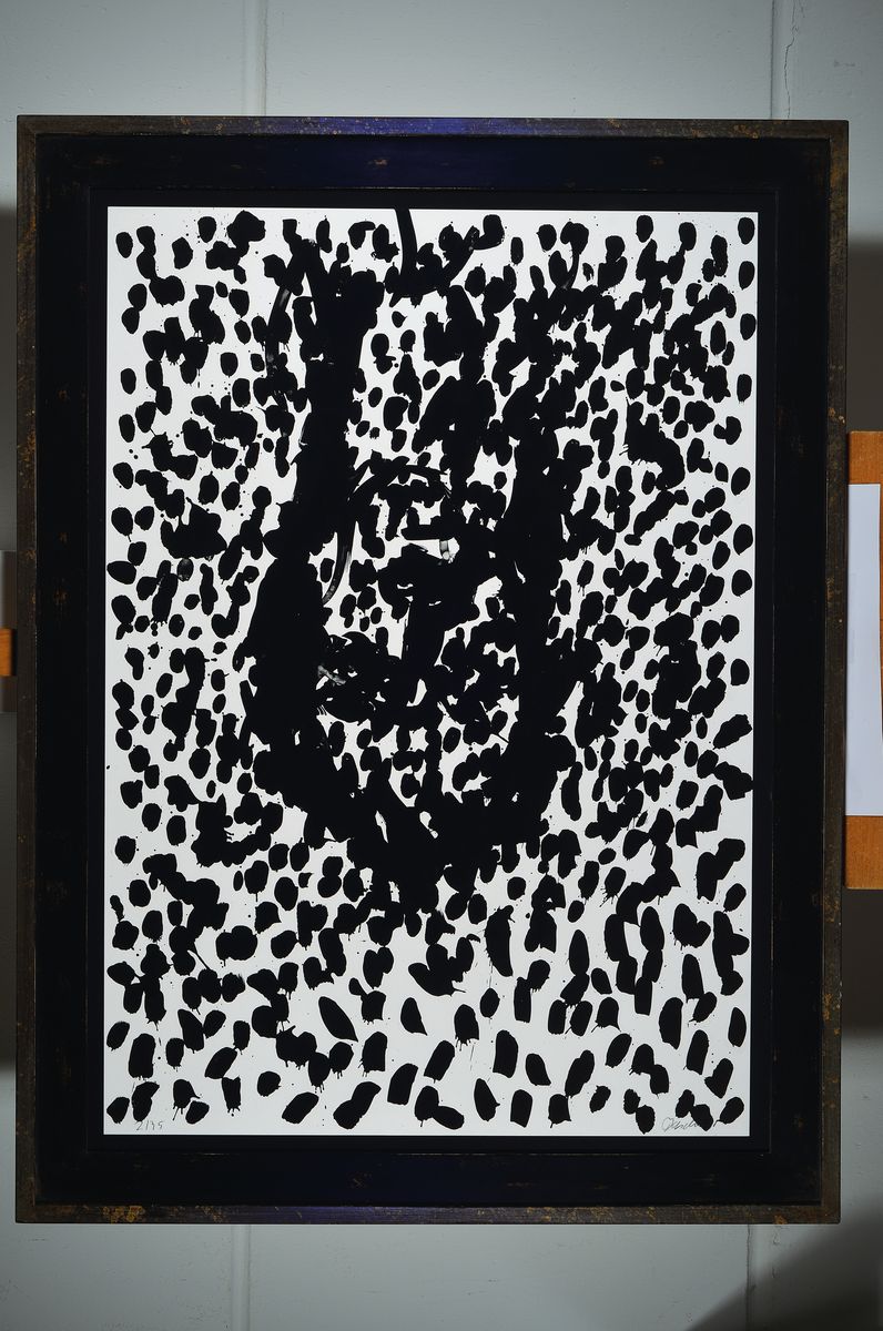 Detail k: Georg Baselitz, geb. 1938, Lithografie, sign., dat. num. 2/35, von 1990, unter Glas gerahmt, Motiv ca. 99x69,5, gesamt ca. 119x89 cm