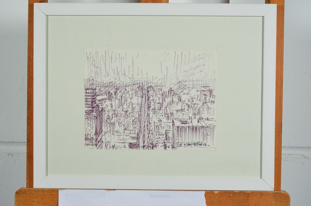 Detail k: Otto Ditscher, 1903 - 1987 Neuhofen, zwei Darstellungen von New York, a. Filzstift und Kreide, bezeichnet und dat. 1964, ca. 14 x 18 cm und b. ...