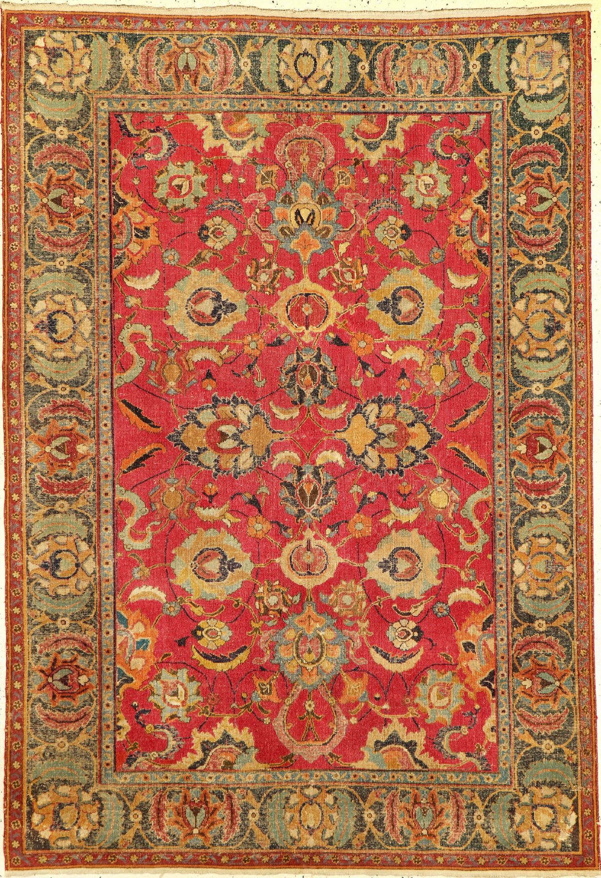 Früher Esfahan antik (Safavid Dynastie), Zentralpersien, 1.Hälfte 17.Jhd., Wolle geknüpft auf Baumwolle. Seltener und musealer kleinformatiger ...