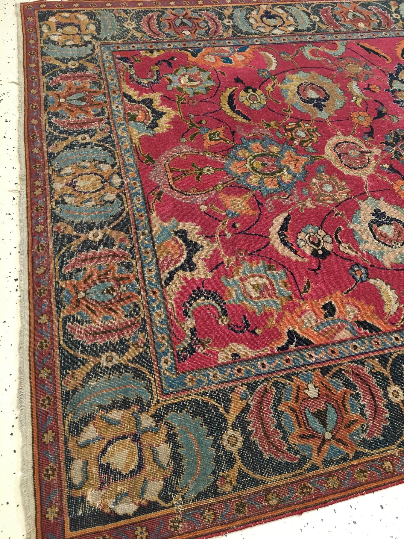 Detail e: Früher Esfahan antik (Safavid Dynastie), Zentralpersien, 1.Hälfte 17.Jhd., Wolle geknüpft auf Baumwolle. Seltener und musealer kleinformatiger ...