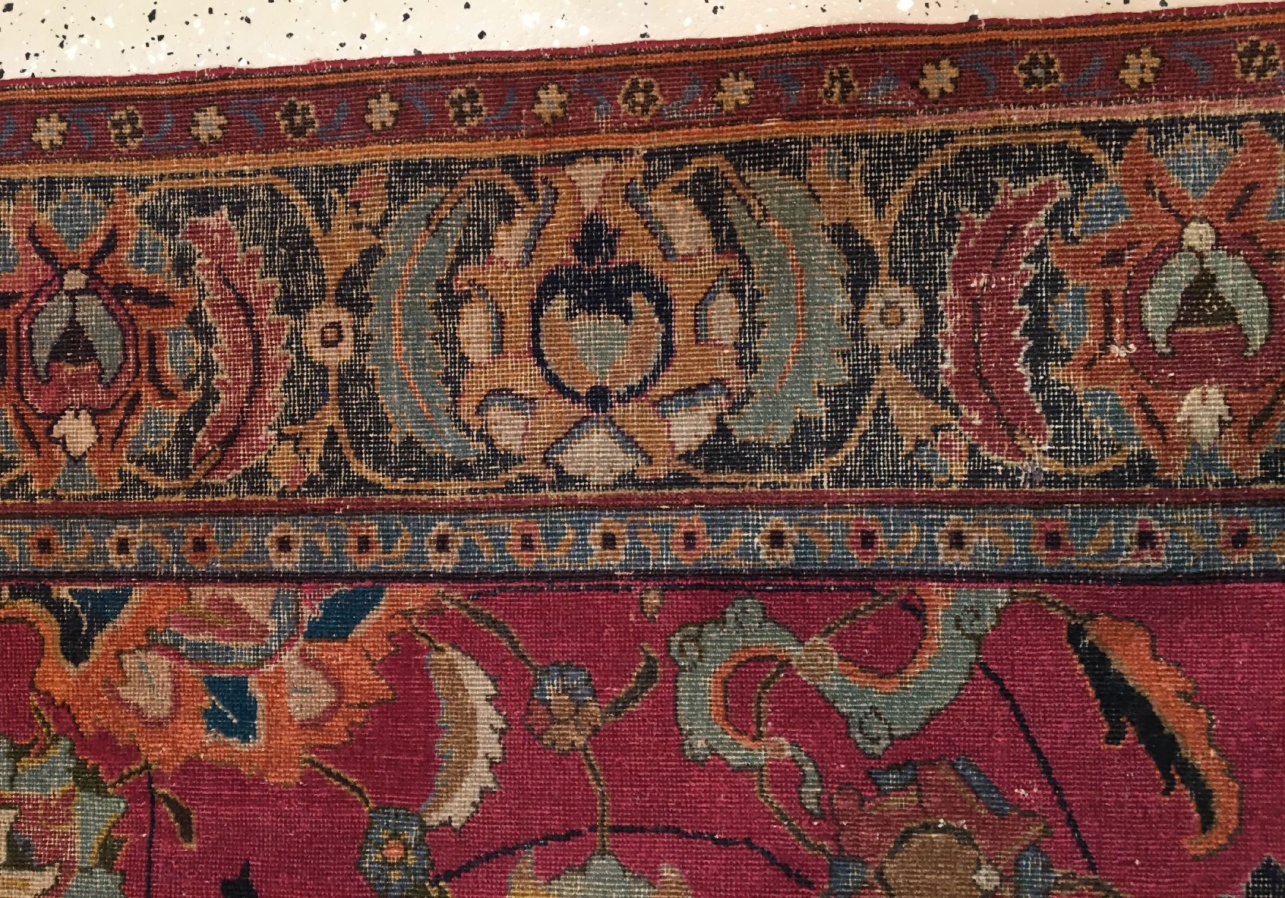 Detail g: Früher Esfahan antik (Safavid Dynastie), Zentralpersien, 1.Hälfte 17.Jhd., Wolle geknüpft auf Baumwolle. Seltener und musealer kleinformatiger ...