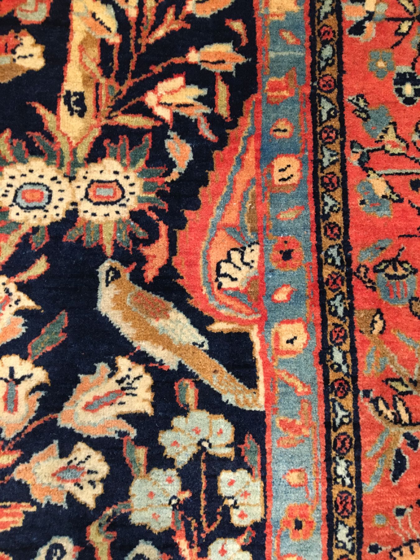 Detail f: Feiner "Manchester" Keschan antik (Paradies Design), Zentralpersien, Ende 19.Jhd., Korkwolle geknüpft auf Baumwolle. Hochwertige Brücke ...