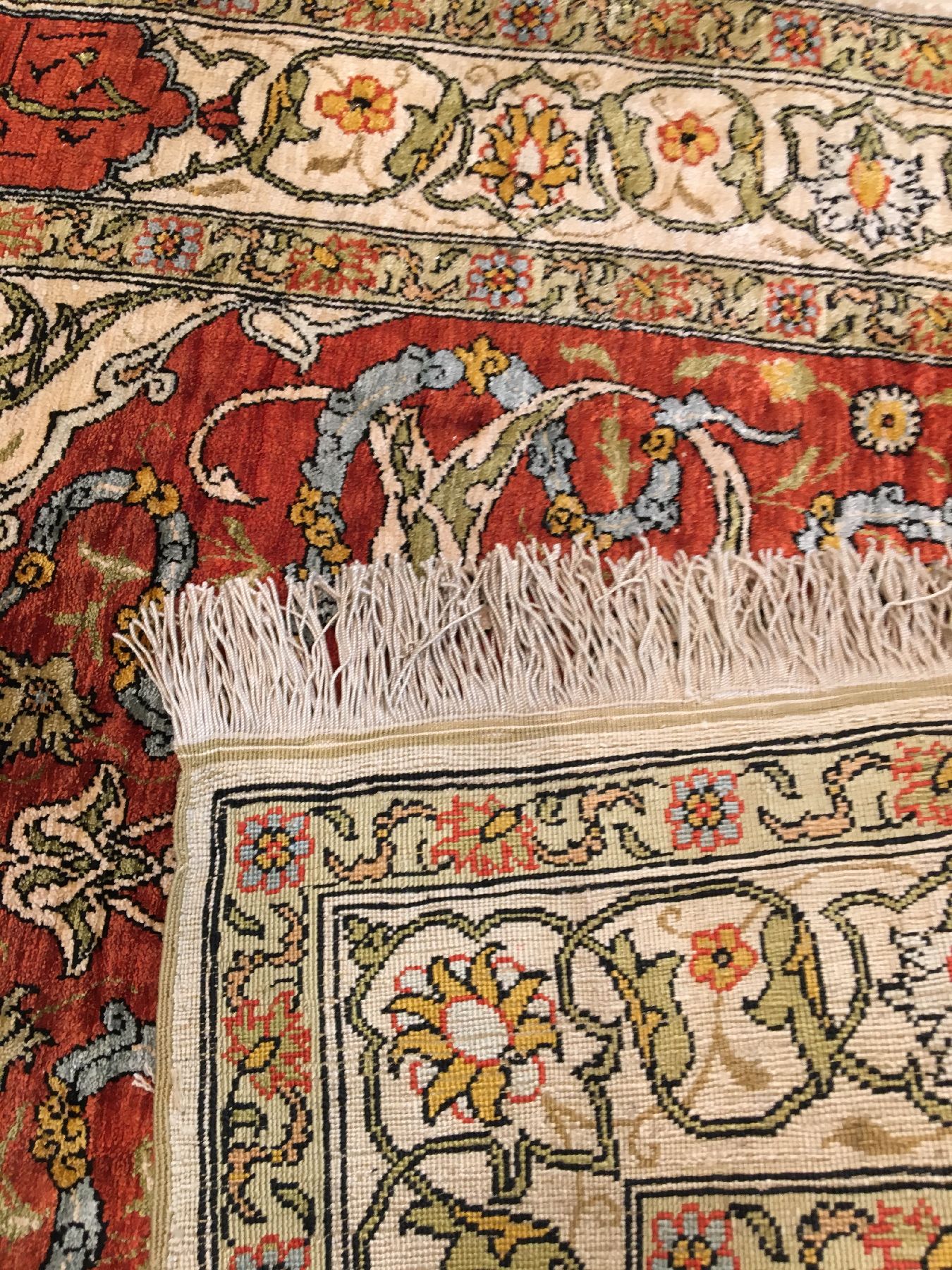 Detail g: Feiner Seiden Hereke "Metallbrokat" alt, Türkei, um 1950, reine Naturseide mit Metallbrokat. Feiner Hereke wohl aus den berühmten ...