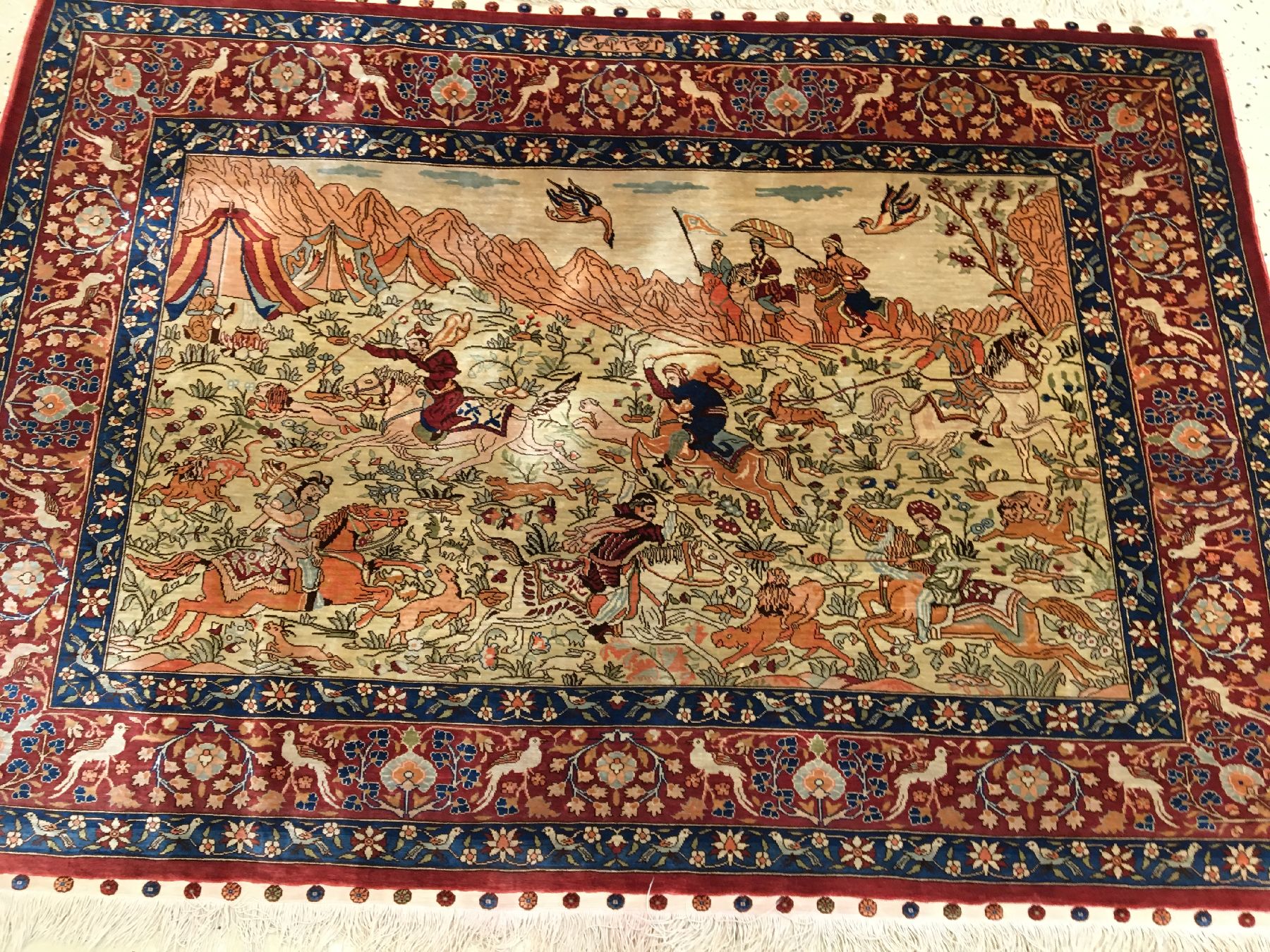 Detail a: Feiner Seiden Hereke alt (Signiert), Türkei, um 1960, reine Naturseide. Feiner Seiden Hereke aus den Meisterwerkstätten mit osmanischer ...